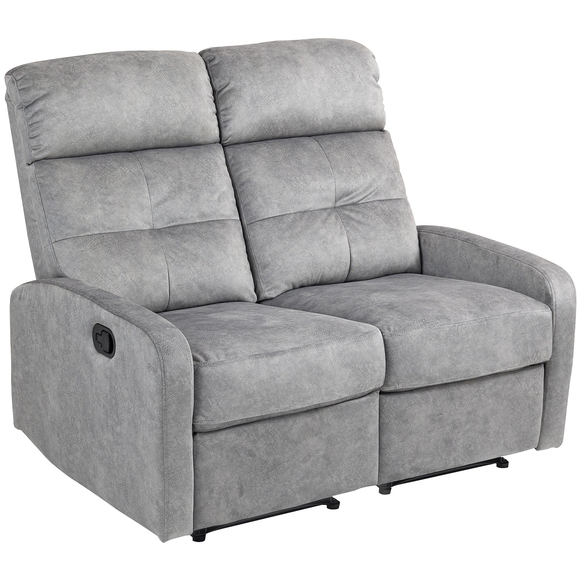TV Recliner Chair with Reclining Function, 2 Seater Sofa TV Chair with Pocket Coils, Two-Seater Cinema Chair with Footrest for Living Room, Bedroom, Gray