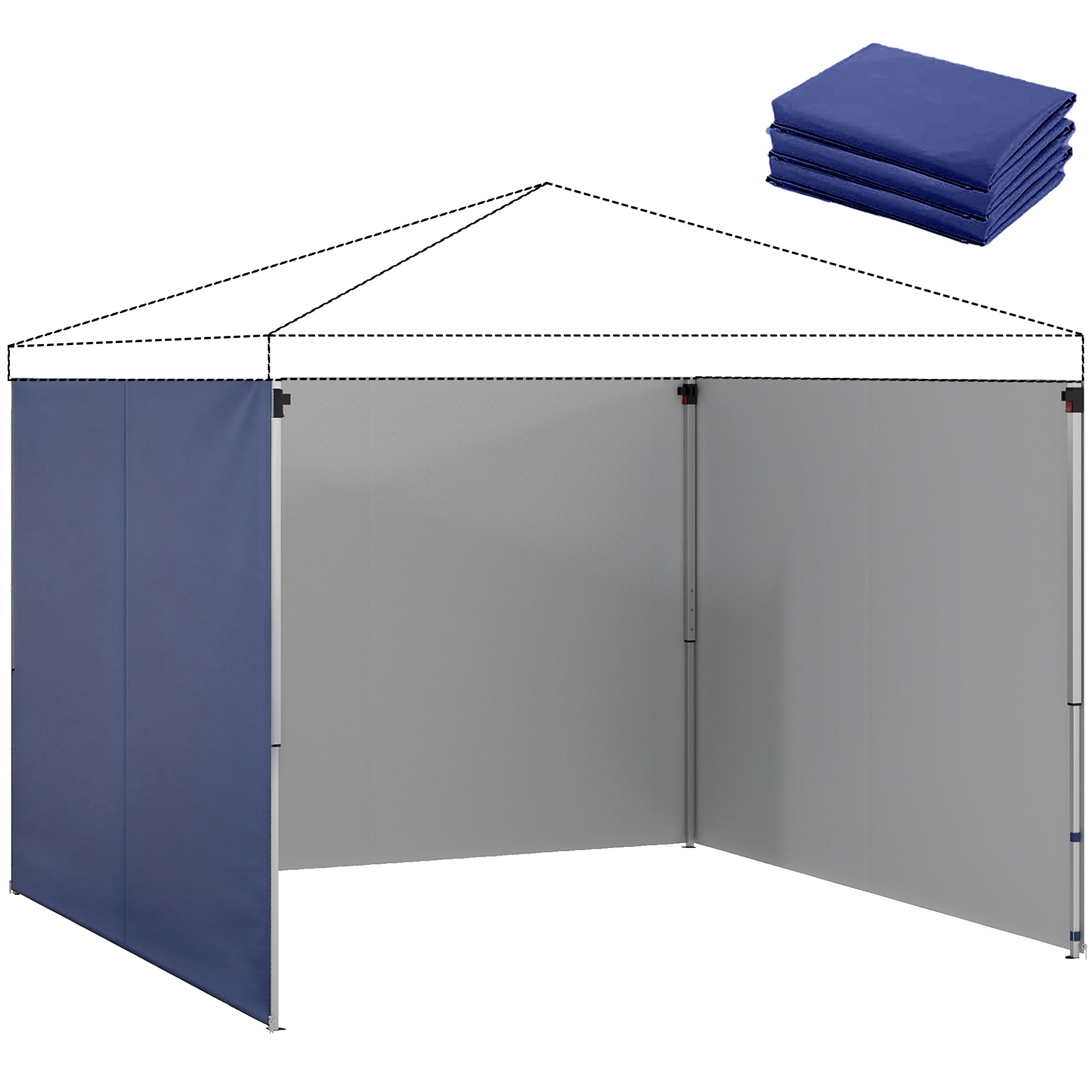 3-Piece Side Panels for 3 x 3 m Gazebo (10 x 10 ft) — Zippered, UPF50+, Water-Resistant Oxford Fabric, Privacy & Wind Panels, Dark Blue