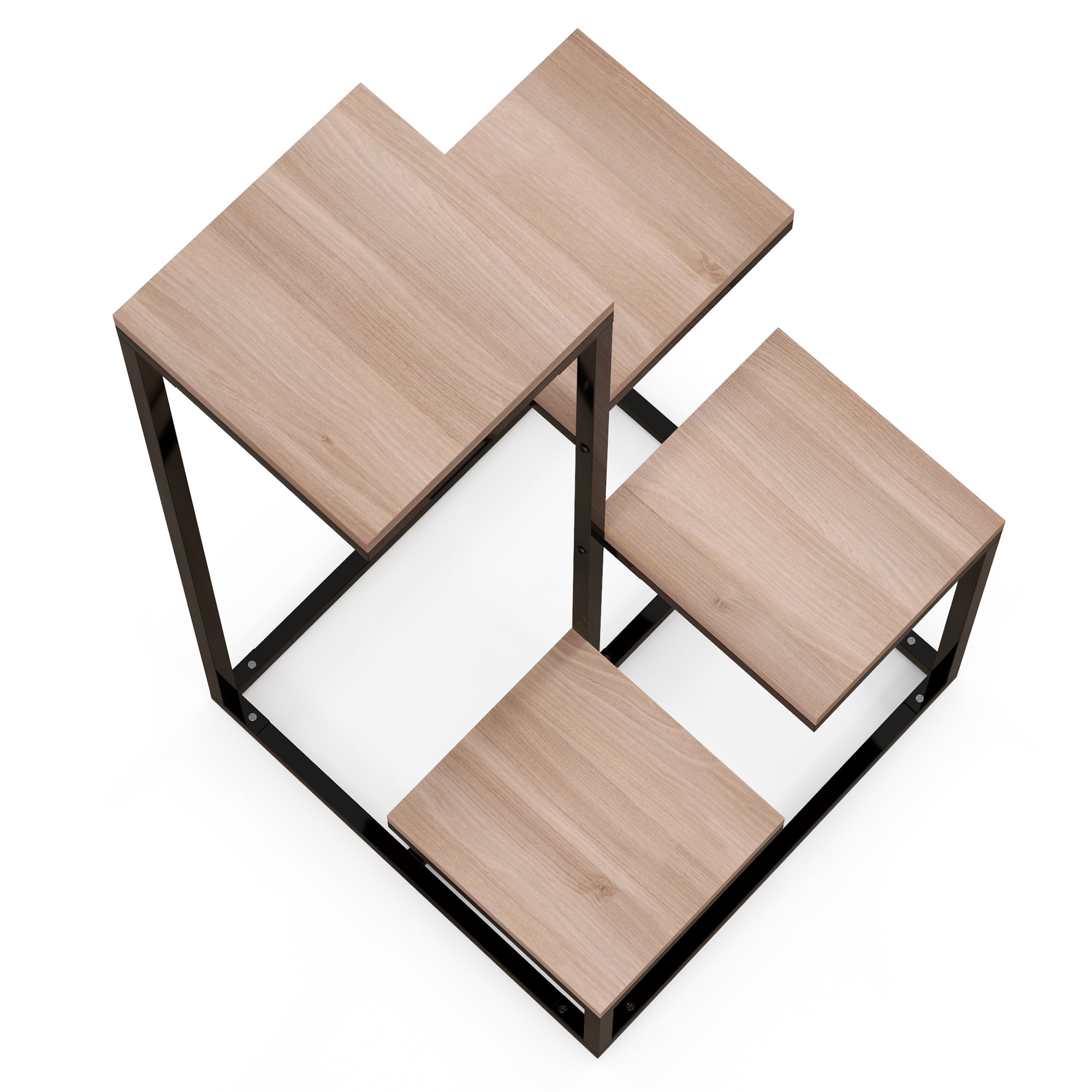 Metal and Wood Plant Stand Flower Shelf 4 Levels Industrial Style 40L x 40W x 75.5H cm