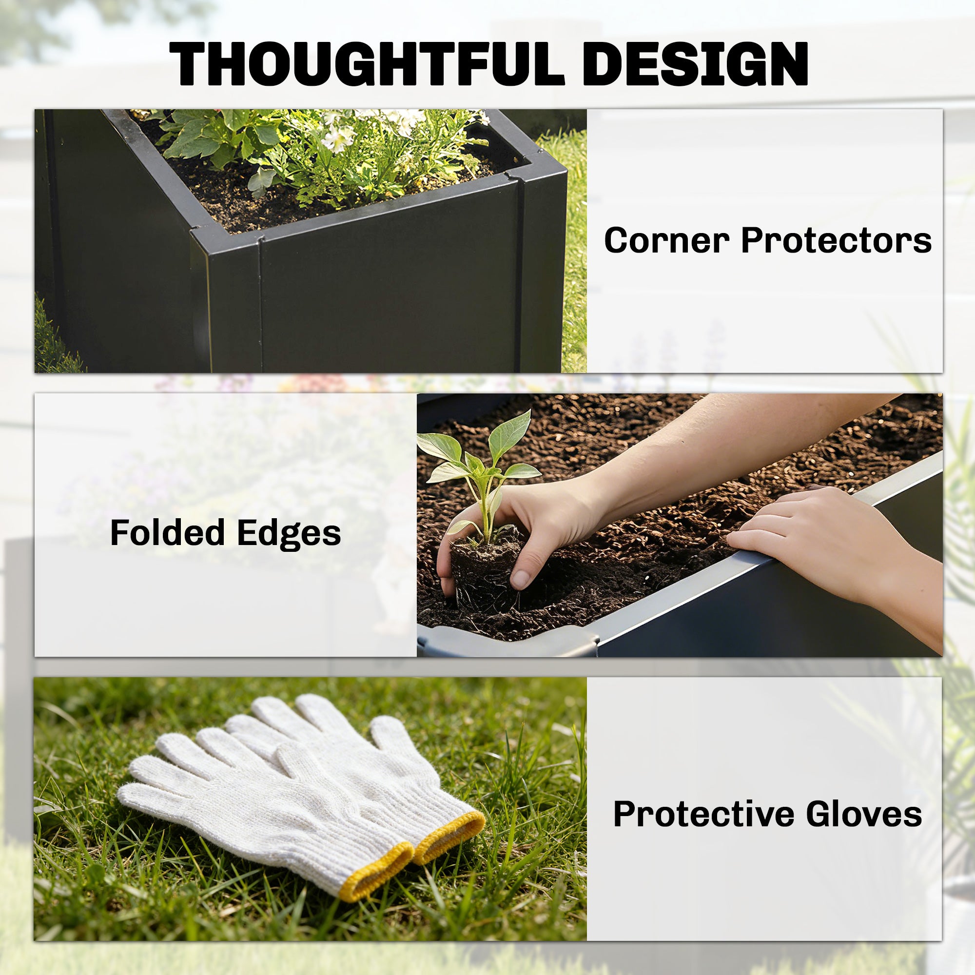 L-Shaped Galvanized Steel Raised Garden Bed – Weatherproof Corner Planter for Patio & Garden, 59 x 59 x 21.7 in (150 x 150 x 55 cm)
