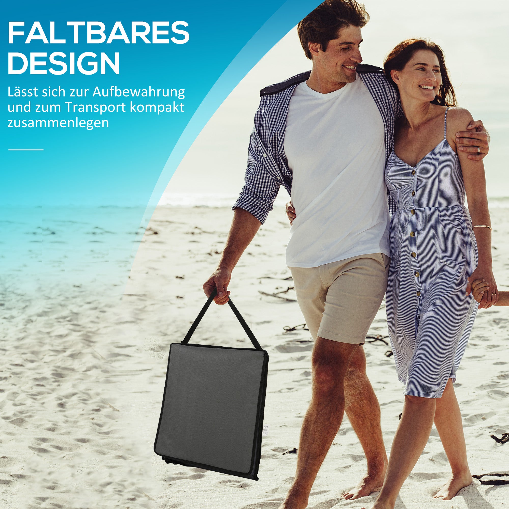 2-Piece Beach Mat Set, Foldable Sun Lounger with Carrying Bag, Adjustable Backrest, Sunbed Up to 110 kg, for Garden Vacation Outdoor Beach Pool, Gray