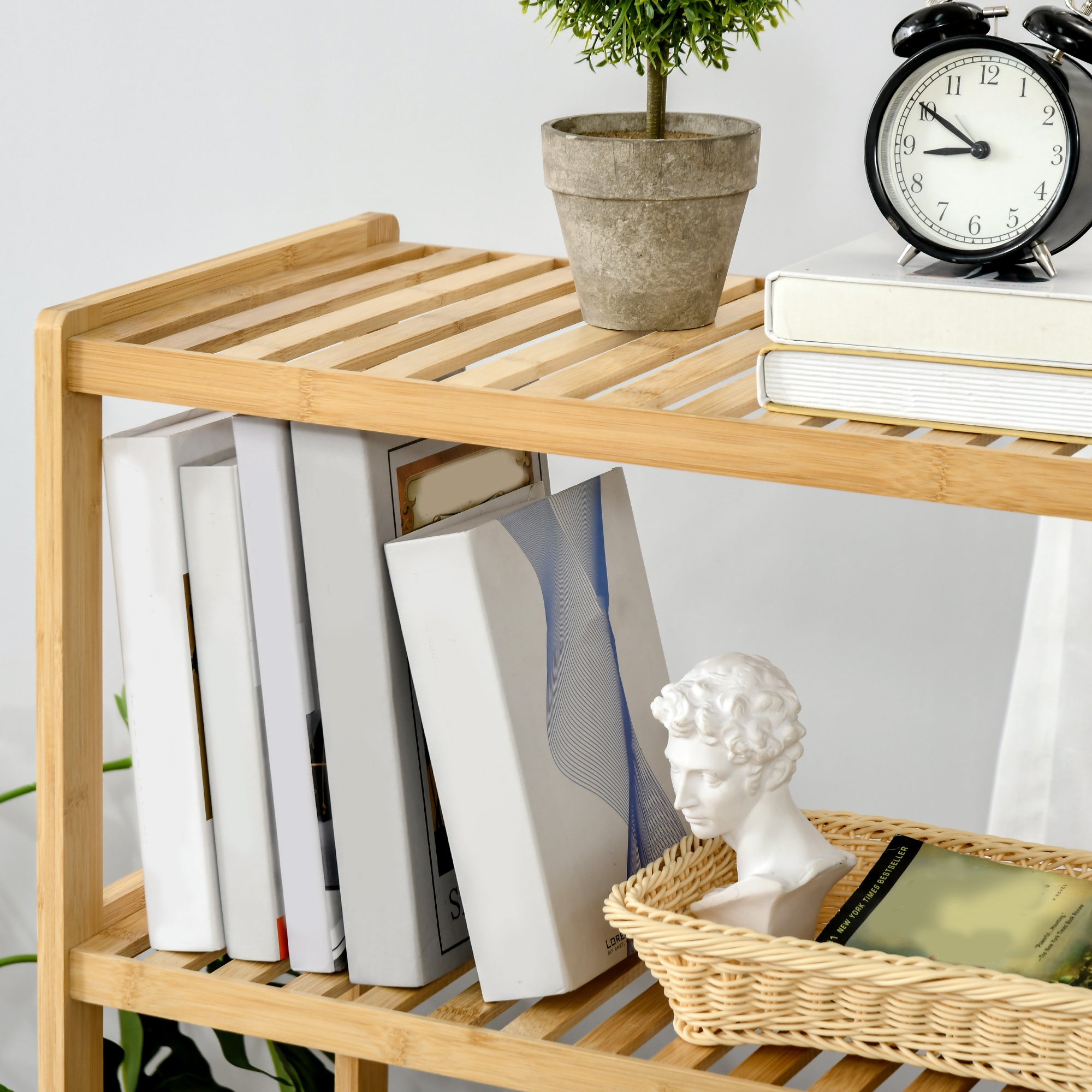 Bookshelf 4-Tier Bamboo Shelf Office Shelf Storage Shelf File Shelf Kitchen Shelf for Bathroom Kitchen Living Room Bedroom Bamboo Natural 62 x 33 x 112 cm