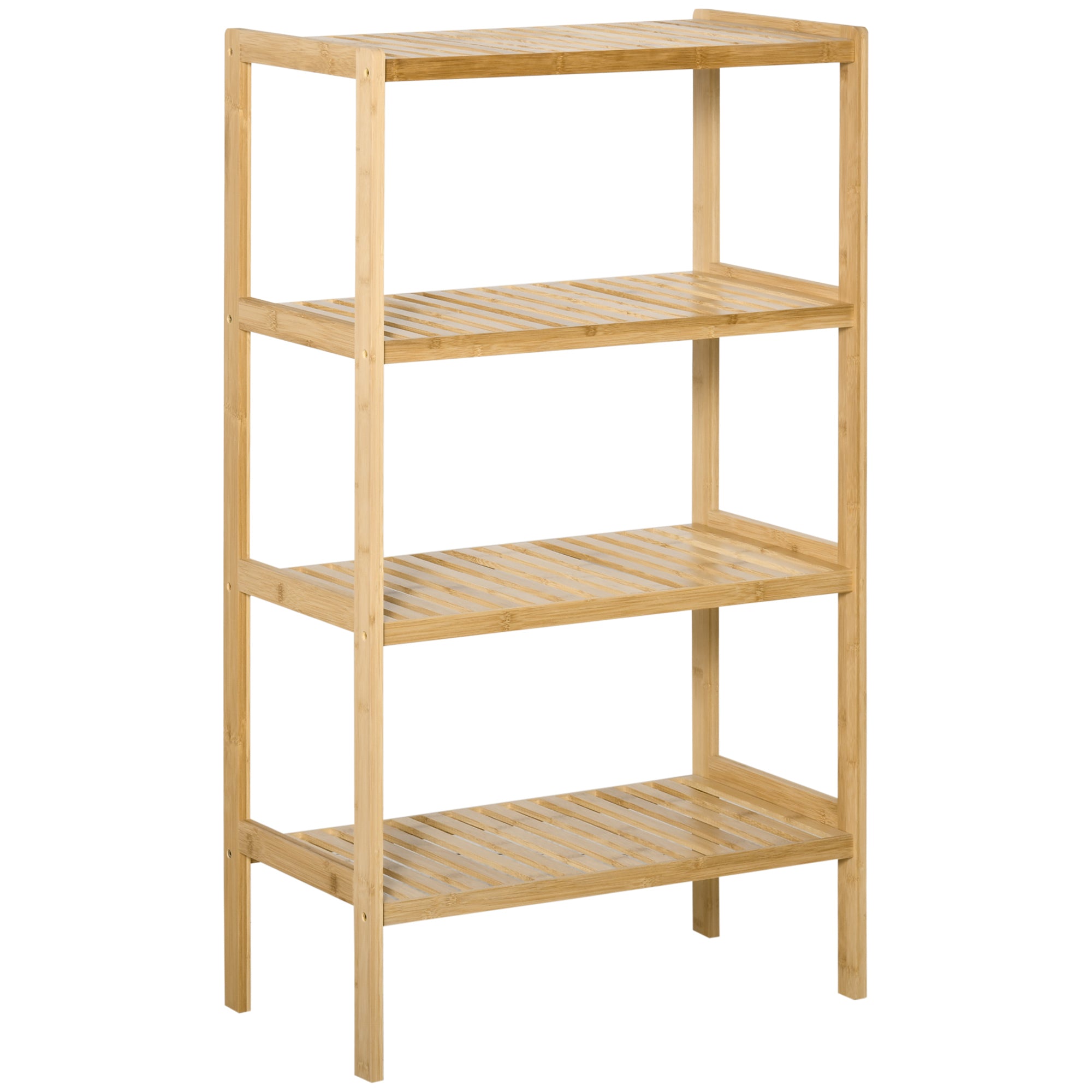 Bookshelf 4-Tier Bamboo Shelf Office Shelf Storage Shelf File Shelf Kitchen Shelf for Bathroom Kitchen Living Room Bedroom Bamboo Natural 62 x 33 x 112 cm