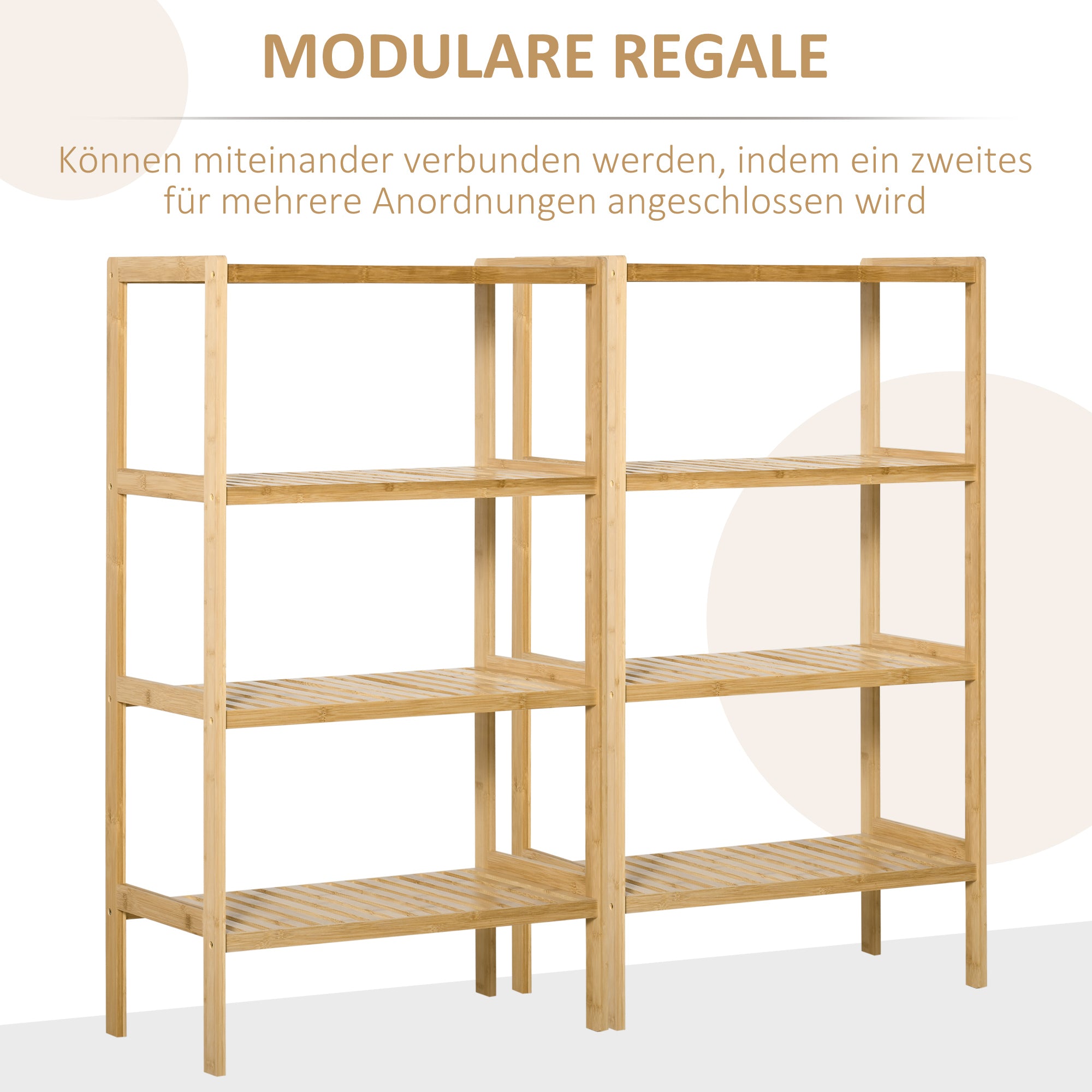 Bookshelf 4-Tier Bamboo Shelf Office Shelf Storage Shelf File Shelf Kitchen Shelf for Bathroom Kitchen Living Room Bedroom Bamboo Natural 62 x 33 x 112 cm