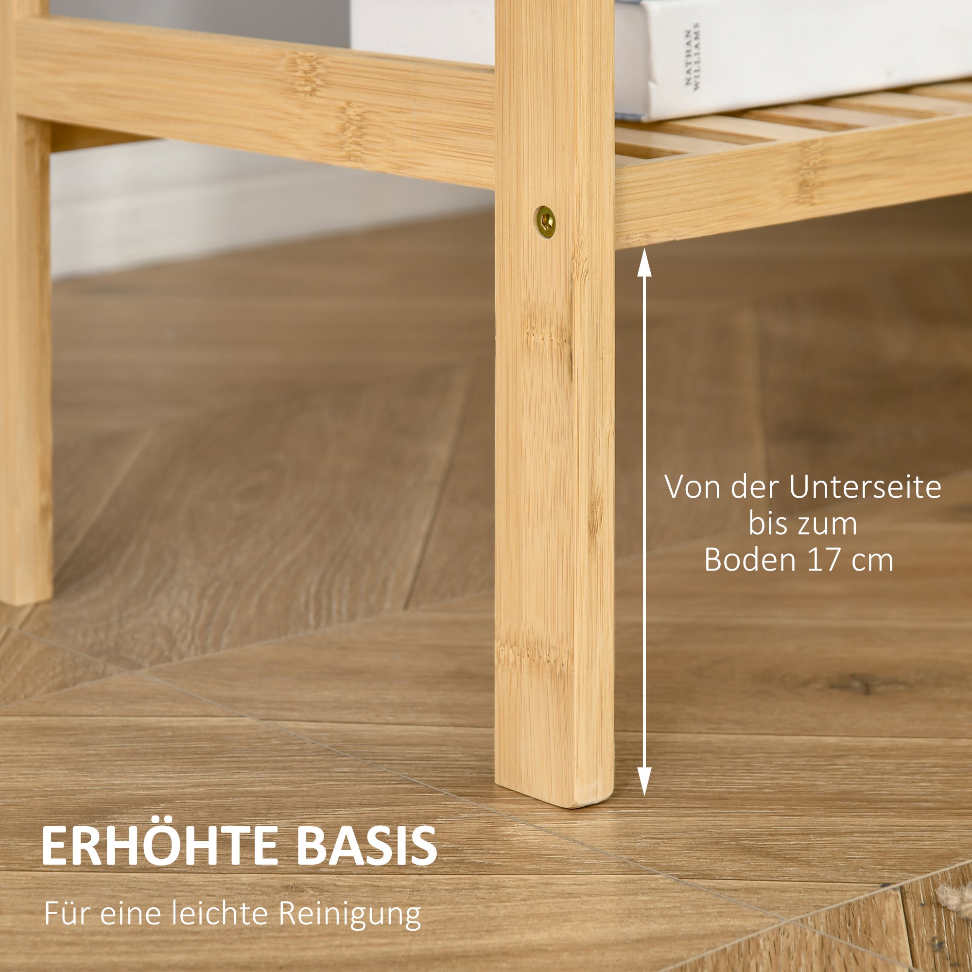 Bookshelf 4-Tier Bamboo Shelf Office Shelf Storage Shelf File Shelf Kitchen Shelf for Bathroom Kitchen Living Room Bedroom Bamboo Natural 62 x 33 x 112 cm