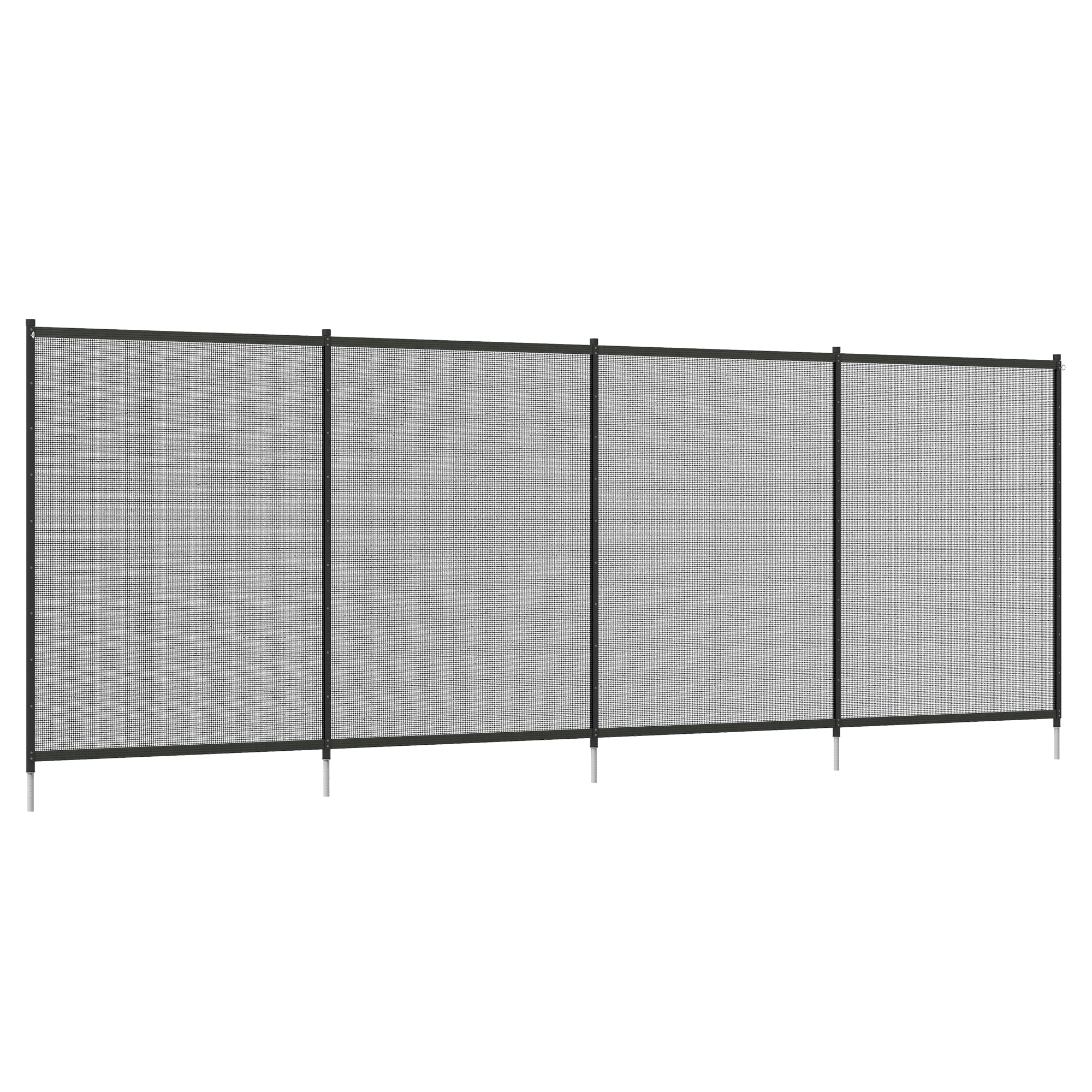 Pond Fence, 365 x 126 cm Garden Fence, Set of 4 Decorative Pool Fences with Foot Stepping Fence for Terrace, Balcony, Mesh, Black