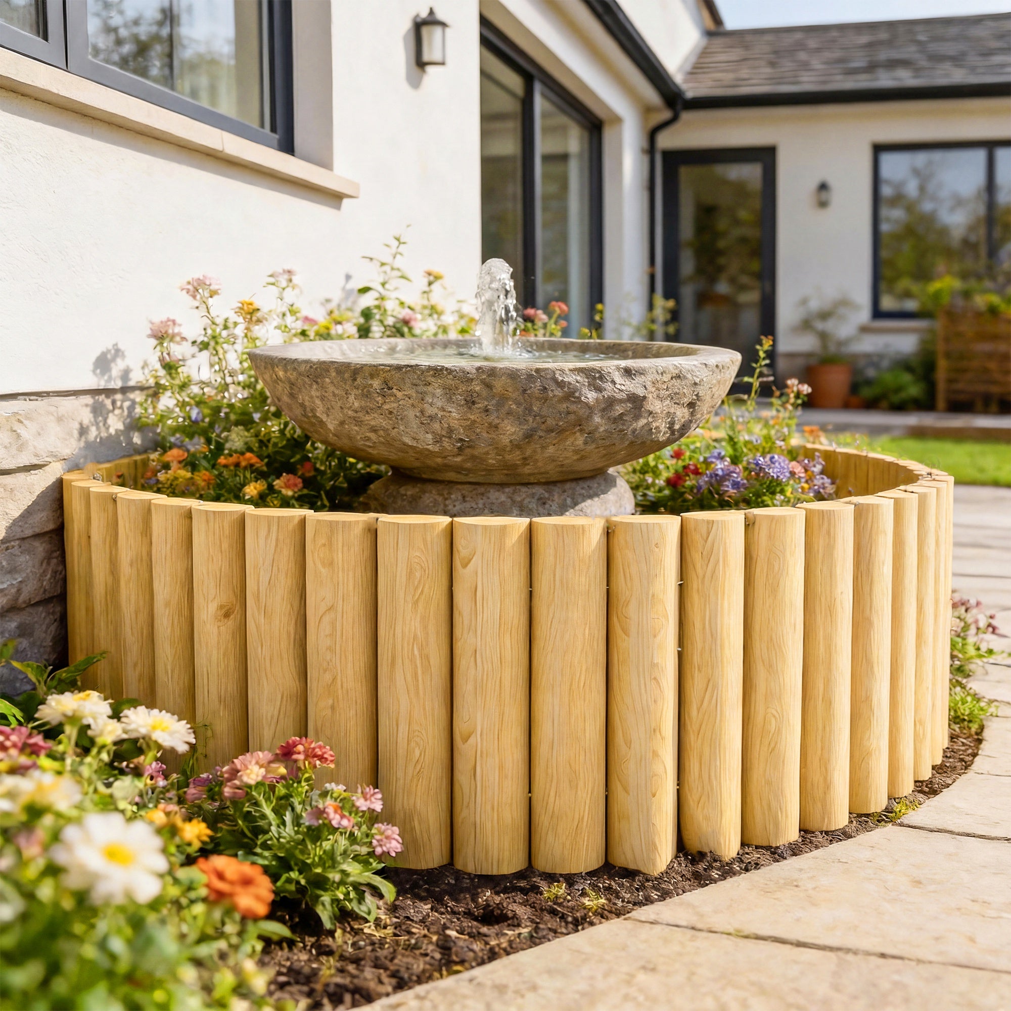 Spruce Wooden Garden Border Fence, 176 x 38 cm (69.3 x 15.0 in) — Decorative, Durable & Easy to Install for Vegetable Patch, Patio, Lawn