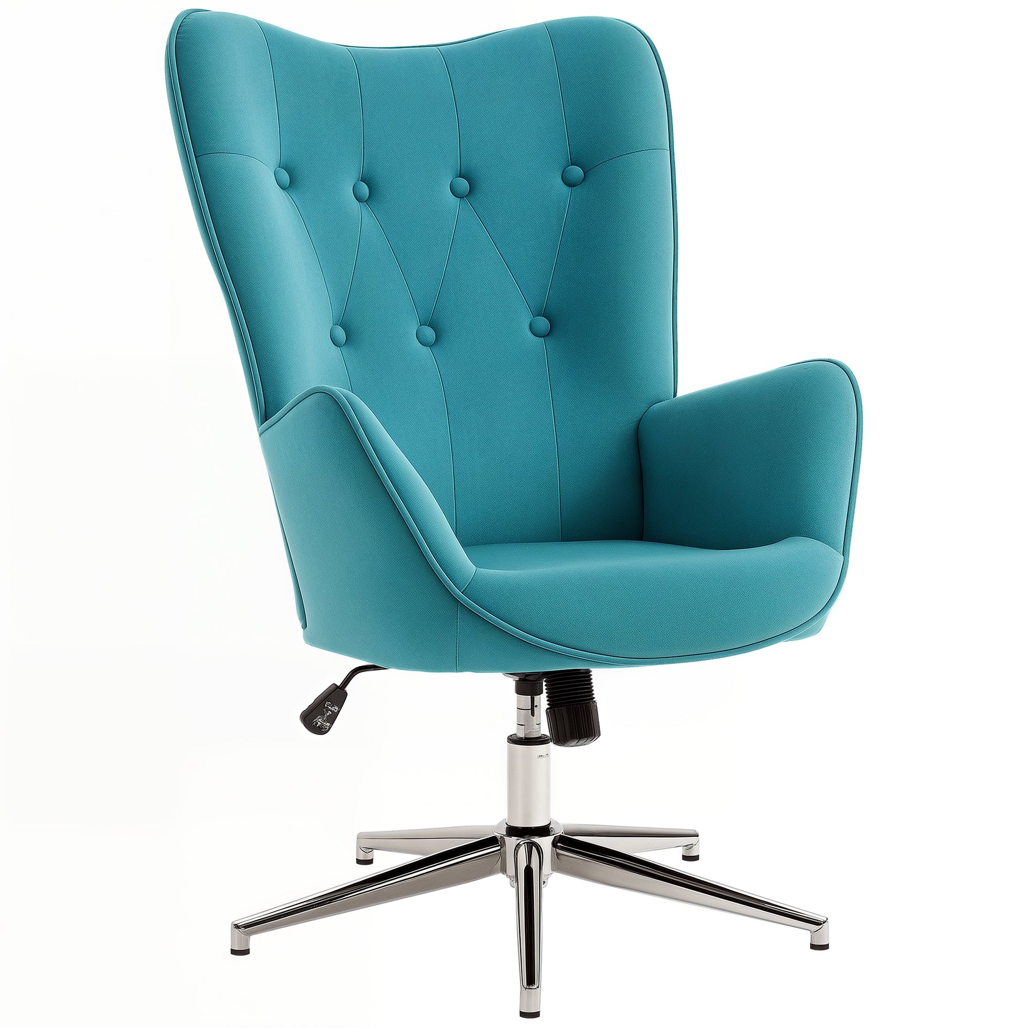 Living Room Chair Relax Swivel Chair, Adjustable Height, Tufted Backrest, Padded Seat and Armrests, Velvet Fabric, for Bedroom Living Room Dining Room, Blue