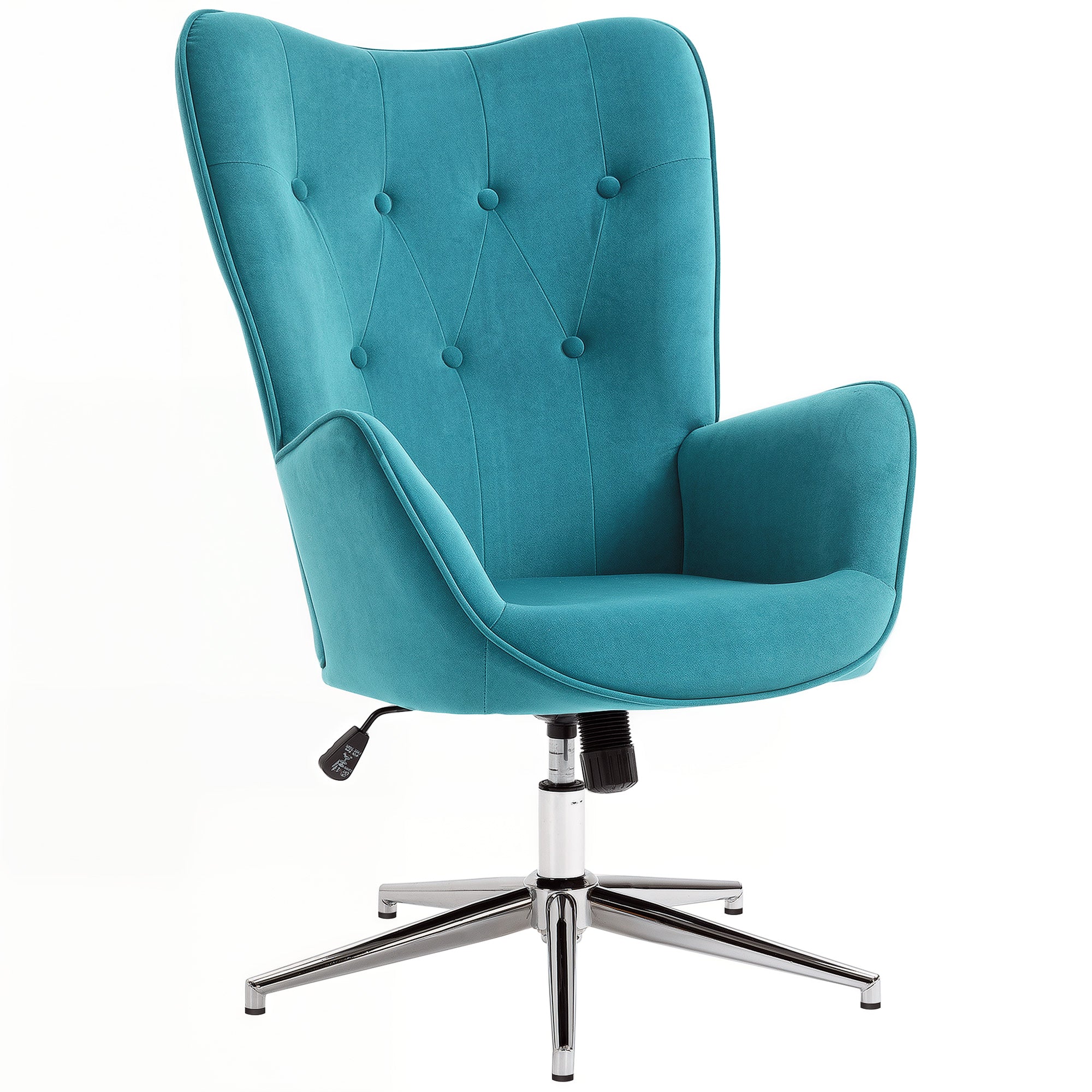 Living Room Chair Relax Swivel Chair, Adjustable Height, Tufted Backrest, Padded Seat and Armrests, Velvet Fabric, for Bedroom Living Room Dining Room, Blue