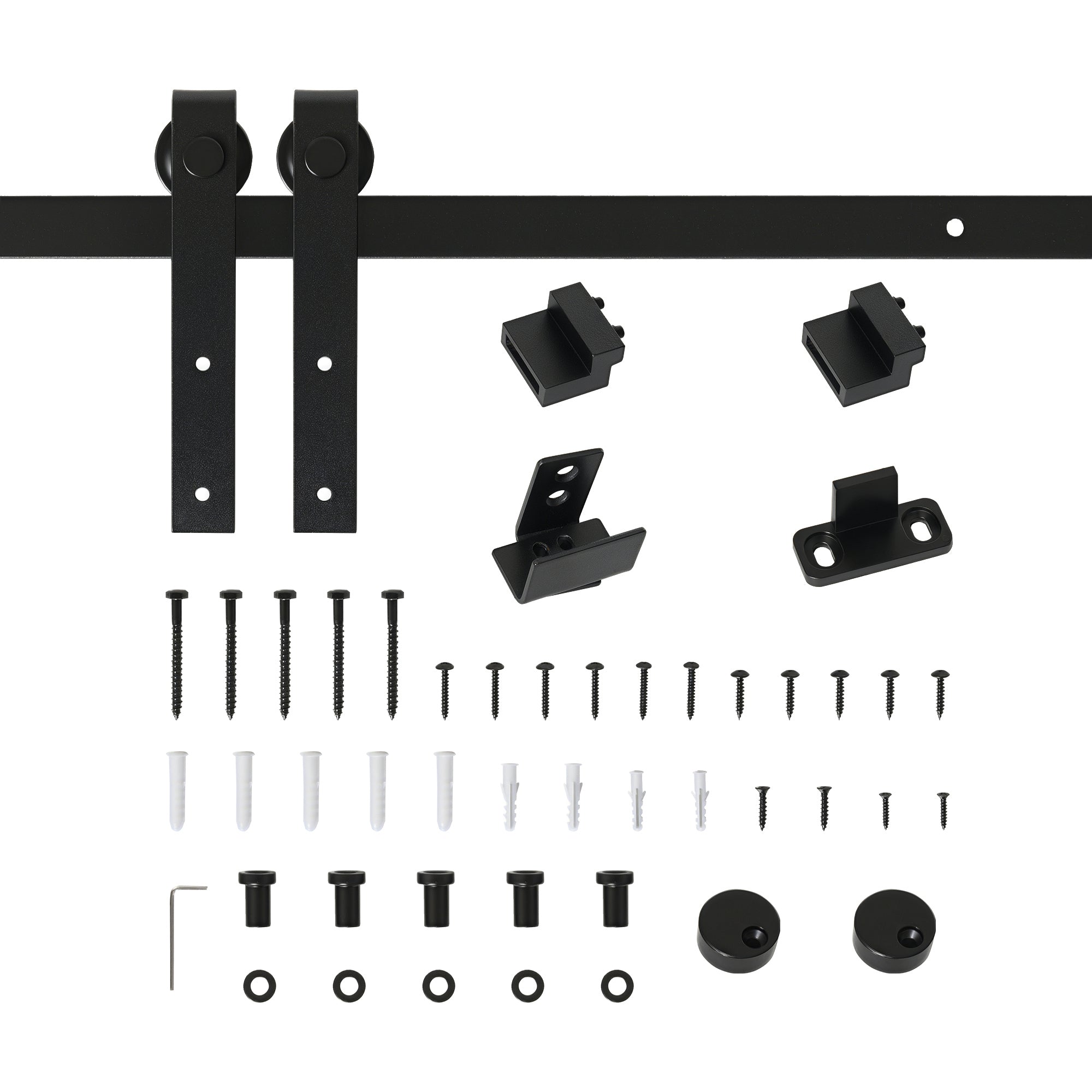 183 cm Sliding Door Complete Set Sliding Door Hardware Kit with Floor Guide, Sliding Door Track, Sliding Door Rollers System for Single Wooden Sliding Door