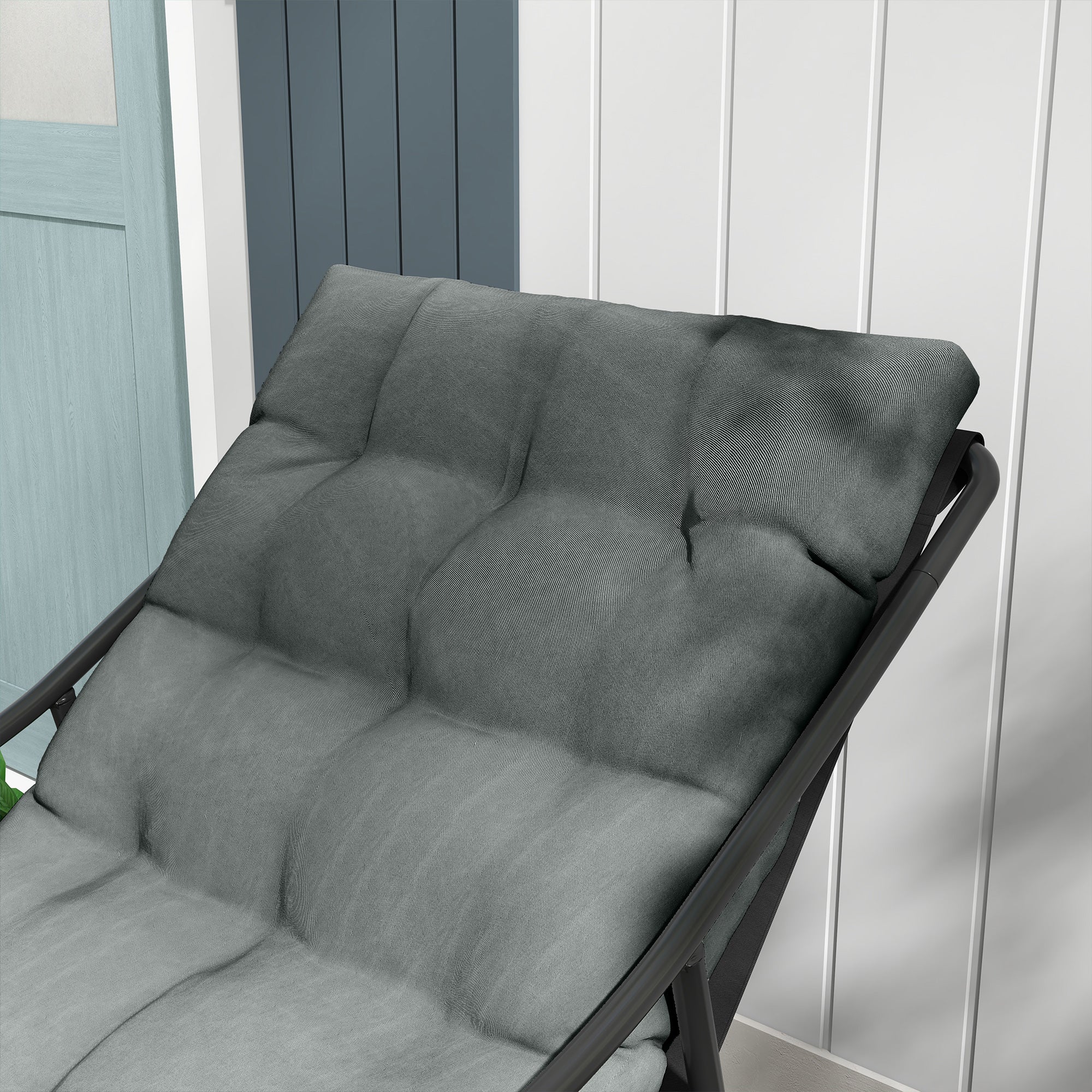 Garden Armchair with Thick Seat Cushion Lounge Chair with Armrest, Supports up to 120 kg, for Garden, Balcony, Gray