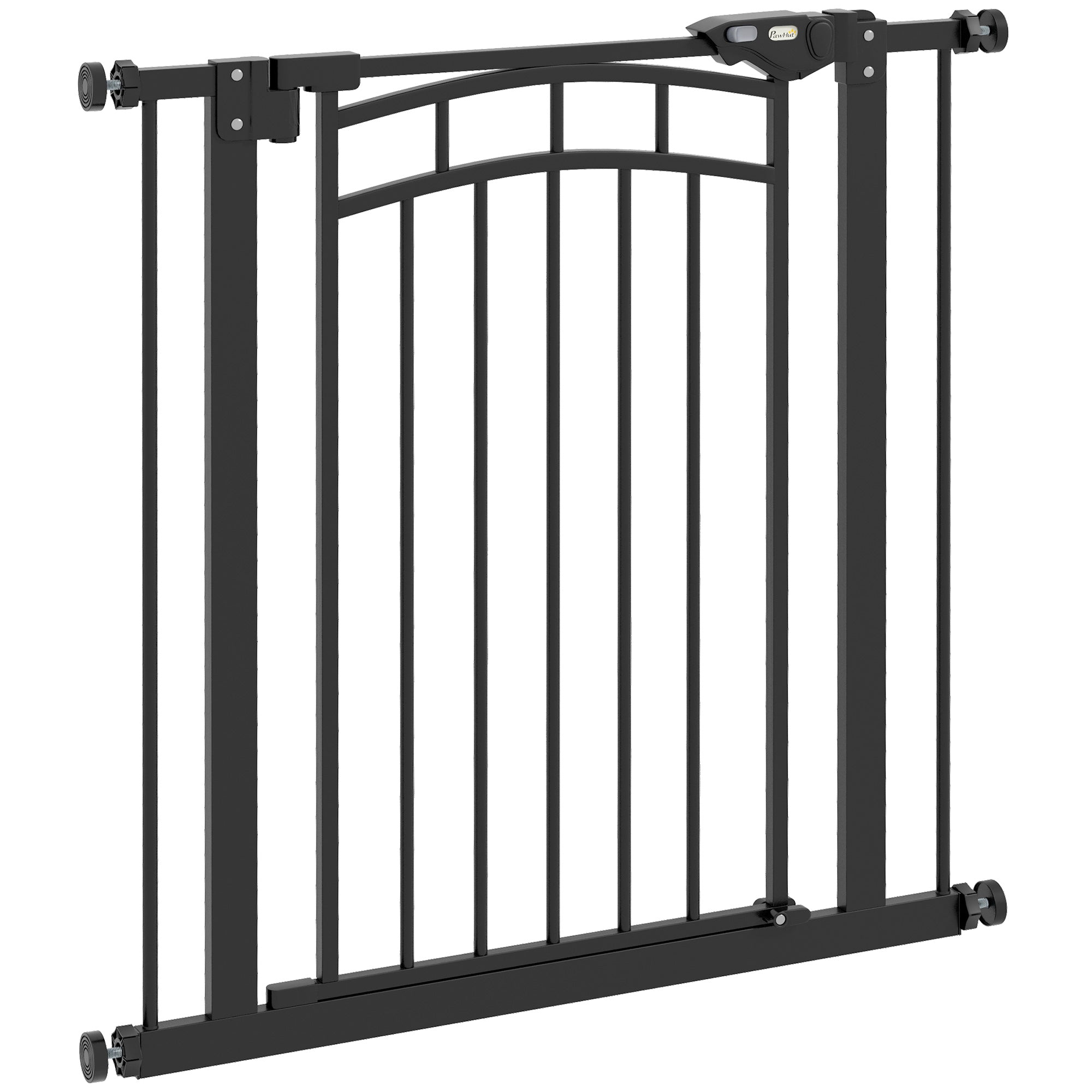 Expandable Dog Safety Gate 74-80 cm, Double Locking, Auto Close, Pressure Mount Stair Gate, 76 cm Height, Black