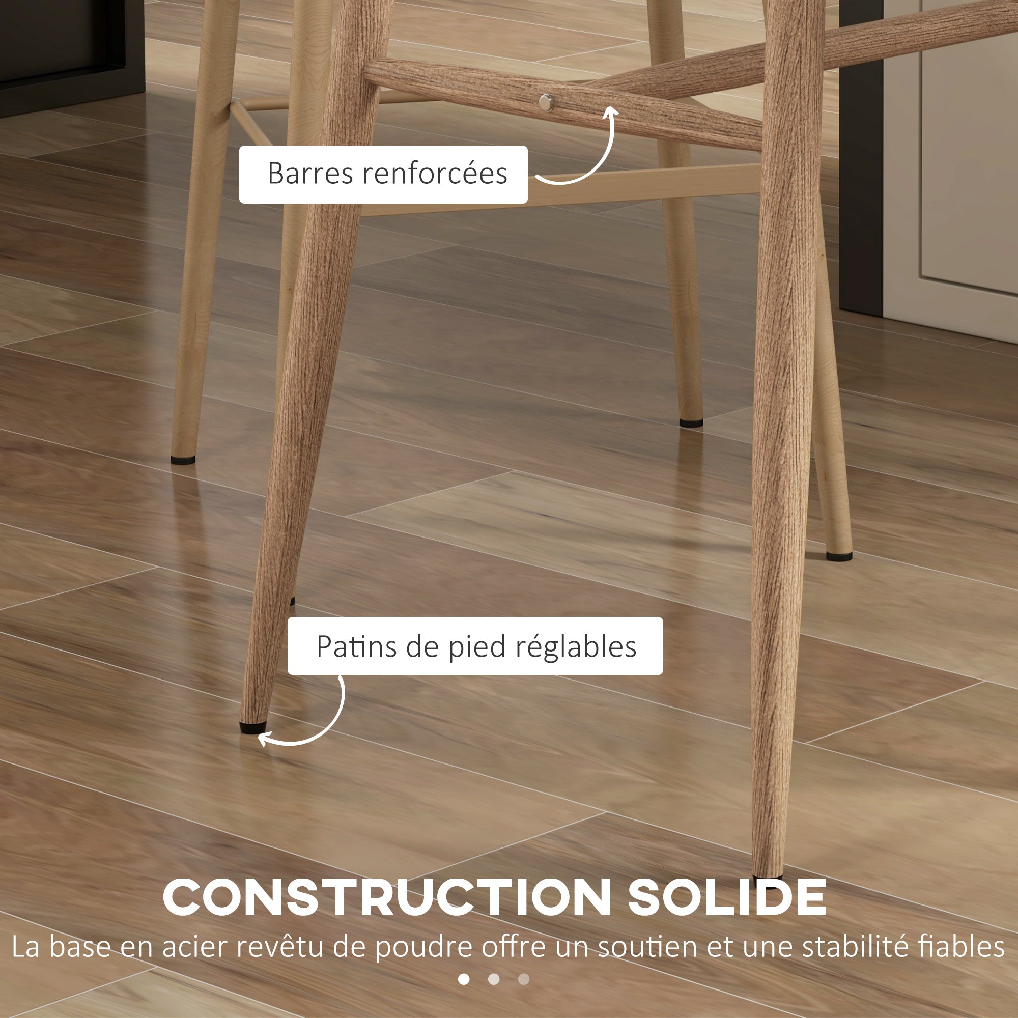 Rectangular 4-Person Bar Table, High Table with Steel Legs Wood Effect, Easy Assembly Bistro Table, for Home Bar, Dining Room, 120 x 60 x 98 cm, White