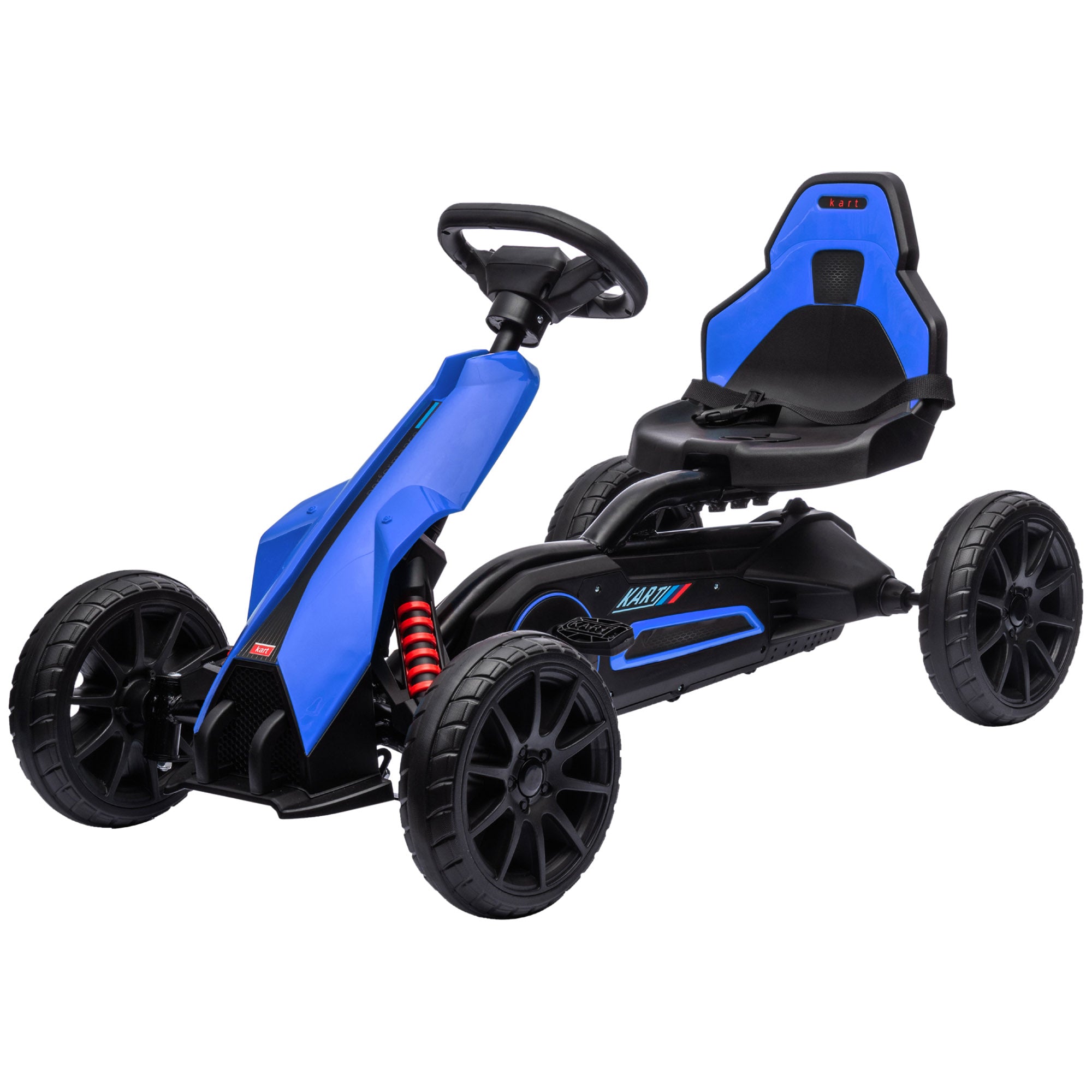 Go-Kart Pedal Car with Handbrake, Adjustable Seat, Forward and Reverse Gears, EVA Wheels, Pedal, Children's Vehicle Go-Kart for Kids 3-8 Years Blue