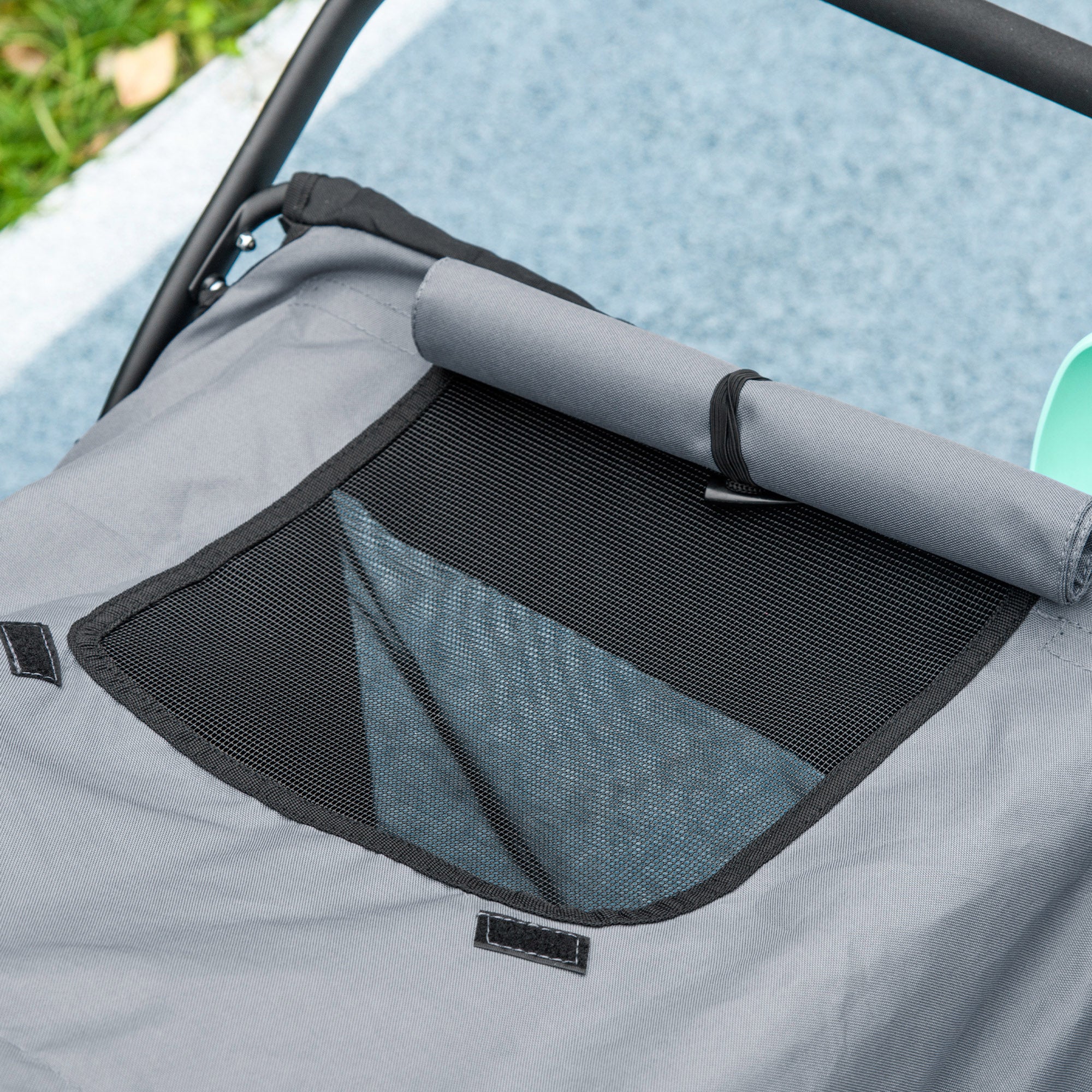 Dog Wagon Dog Stroller with Mesh Windows, Foldable Cat Cart with Safety Leash, Large Rubber Wheels for Medium, Large Dogs up to 30 kg, Oxford, Grey