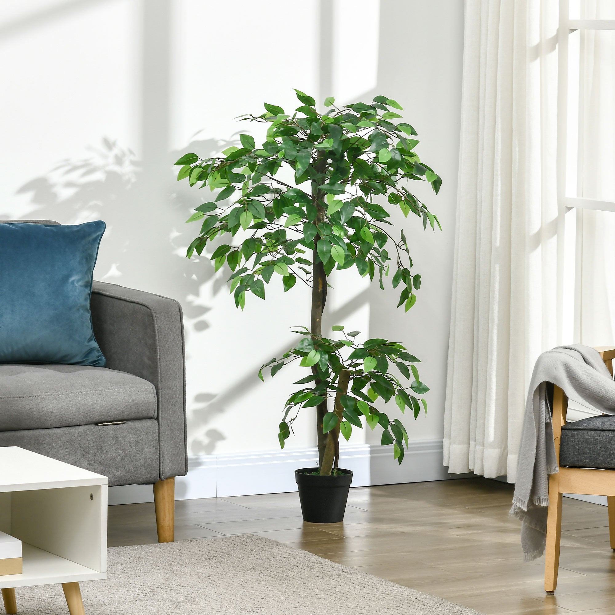 Artificial Tea Plant 120 cm Artificial Tree in Decorative Pot for Home Interior Living Room Office Ø16x120 cm Green