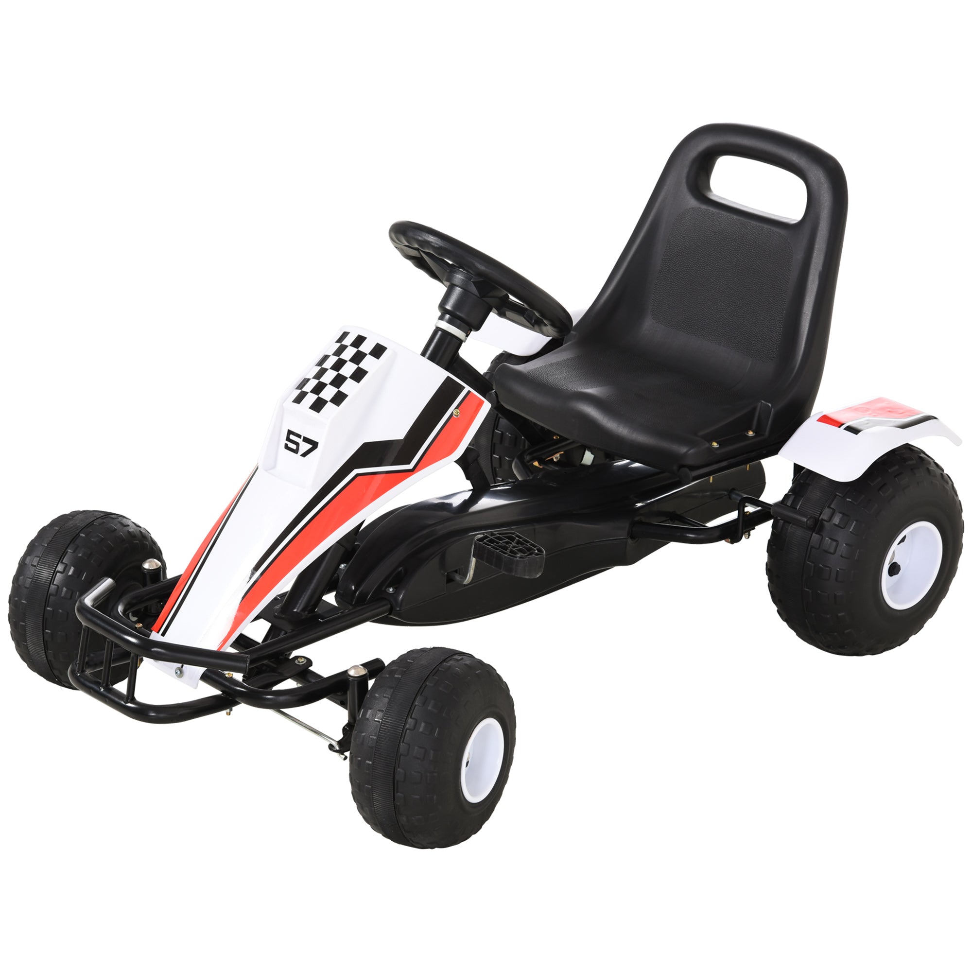 Go Kart Kids Pedal Car with Pedal Brakes Children's Toy for 3-6 Years Steel White 104 x 66 x 57 cm