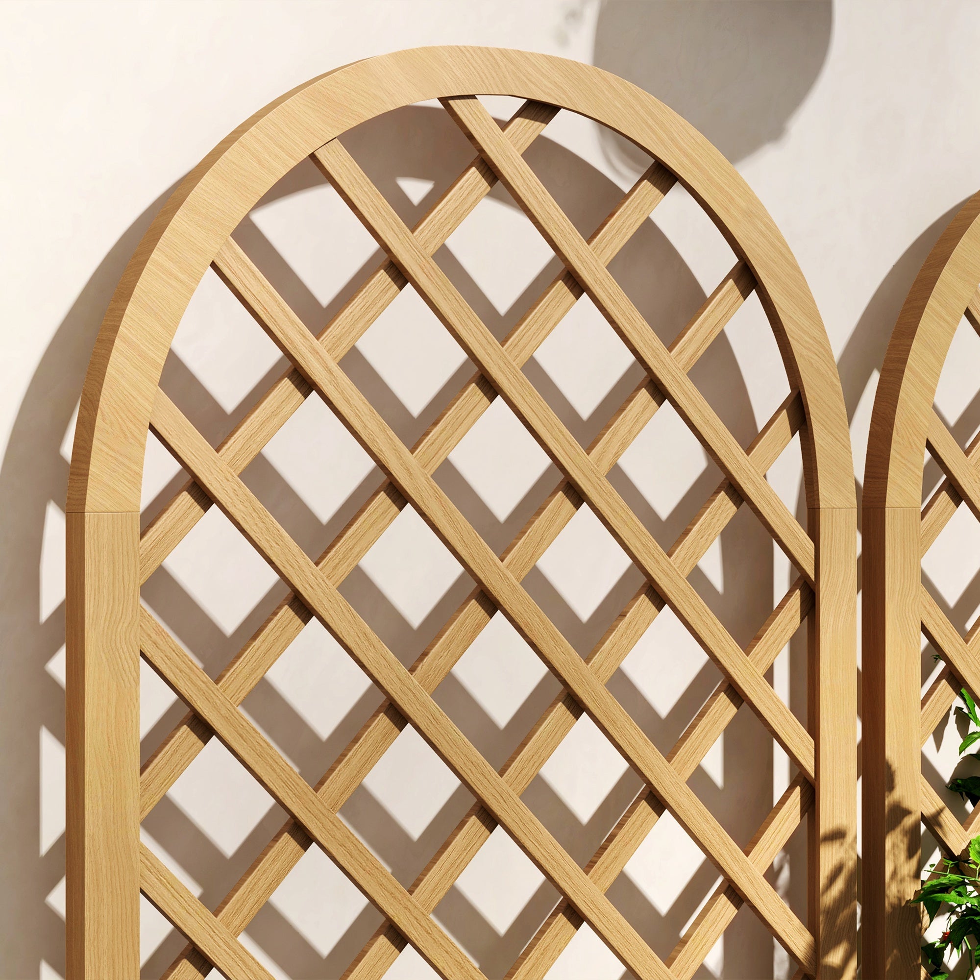 Set of 2 Wooden Garden Grids - Arch Panels for Climbing Plants - Each Panel Dimensions: 60L x 120H cm