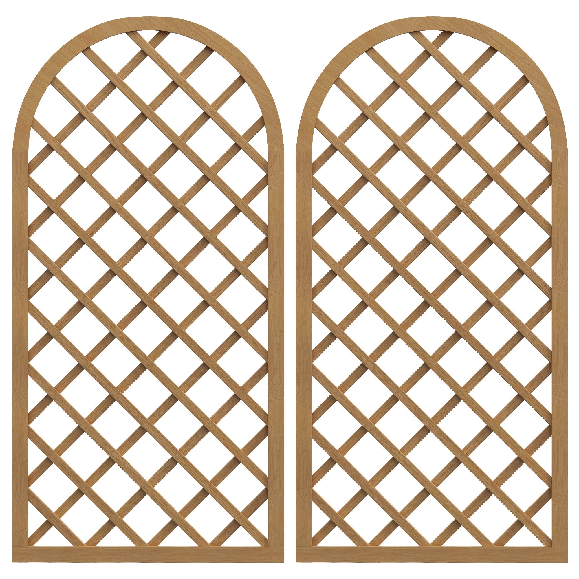 Set of 2 Wooden Garden Grids - Arch Panels for Climbing Plants - Each Panel Dimensions: 60L x 120H cm