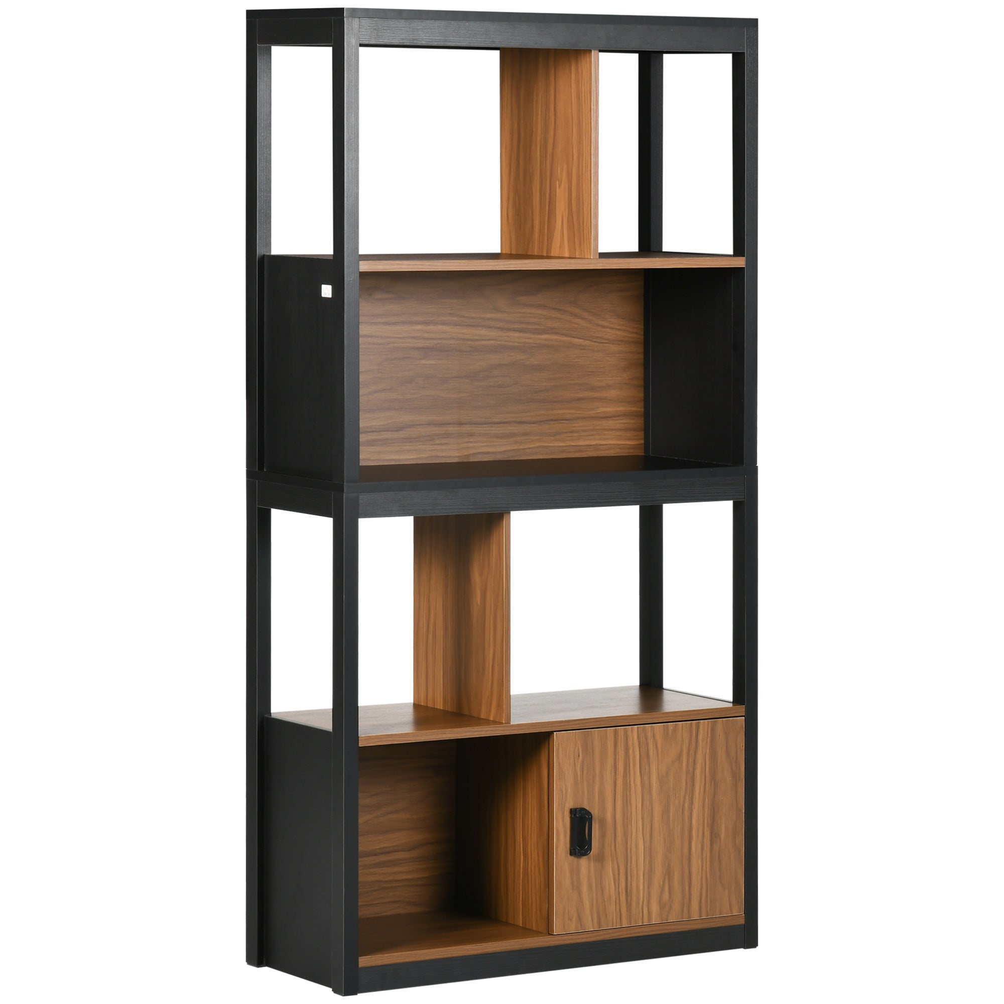 Bookshelf Storage Shelf Furniture 4 Levels and 1 Door for Living Room Bedroom Office 76.5 x 30 x 150 cm