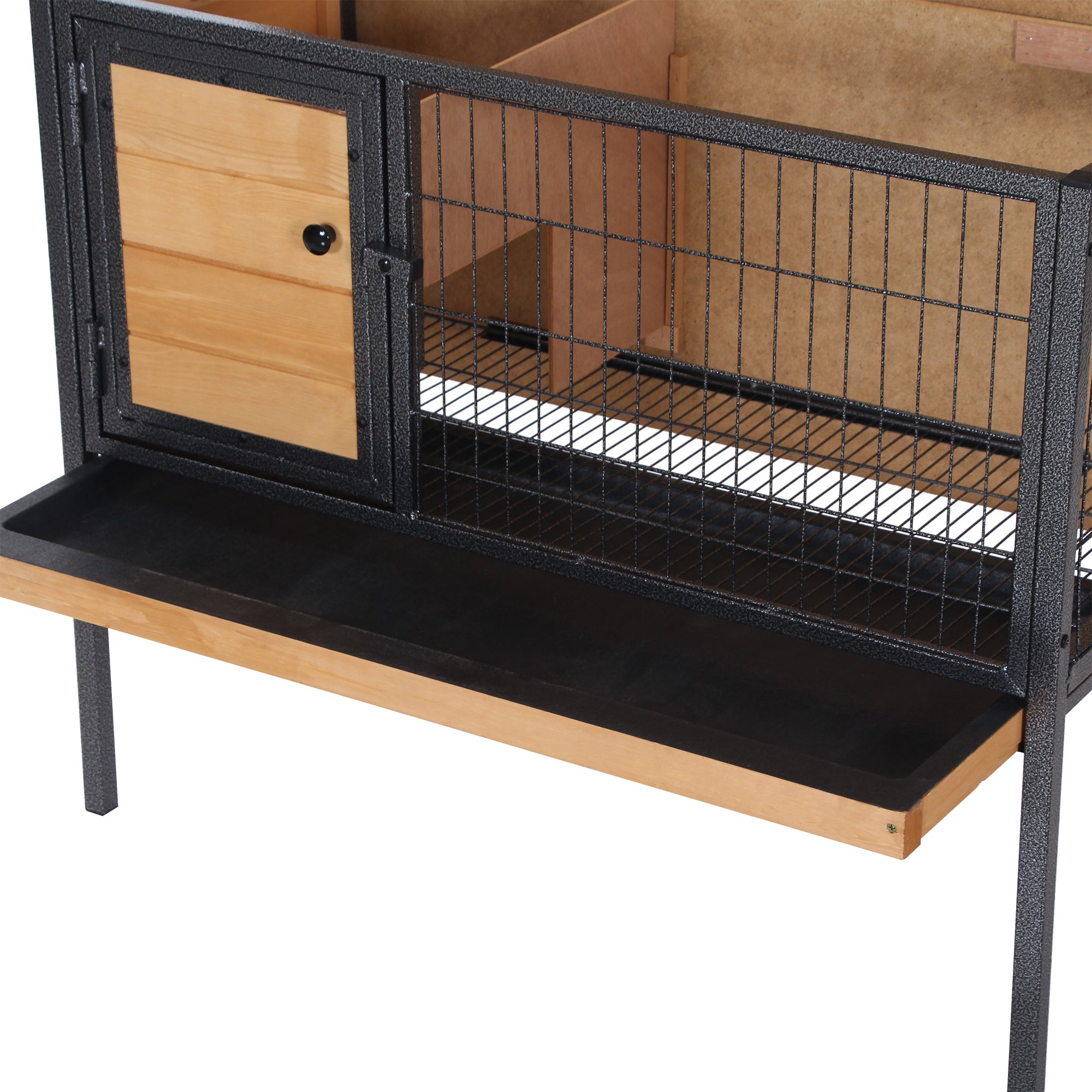 Wooden Rabbit Cage on Legs, Outdoor Hutch for Rodents, Guinea Pigs with Opening Roof - dim. 91.5L x 45W x 70H cm