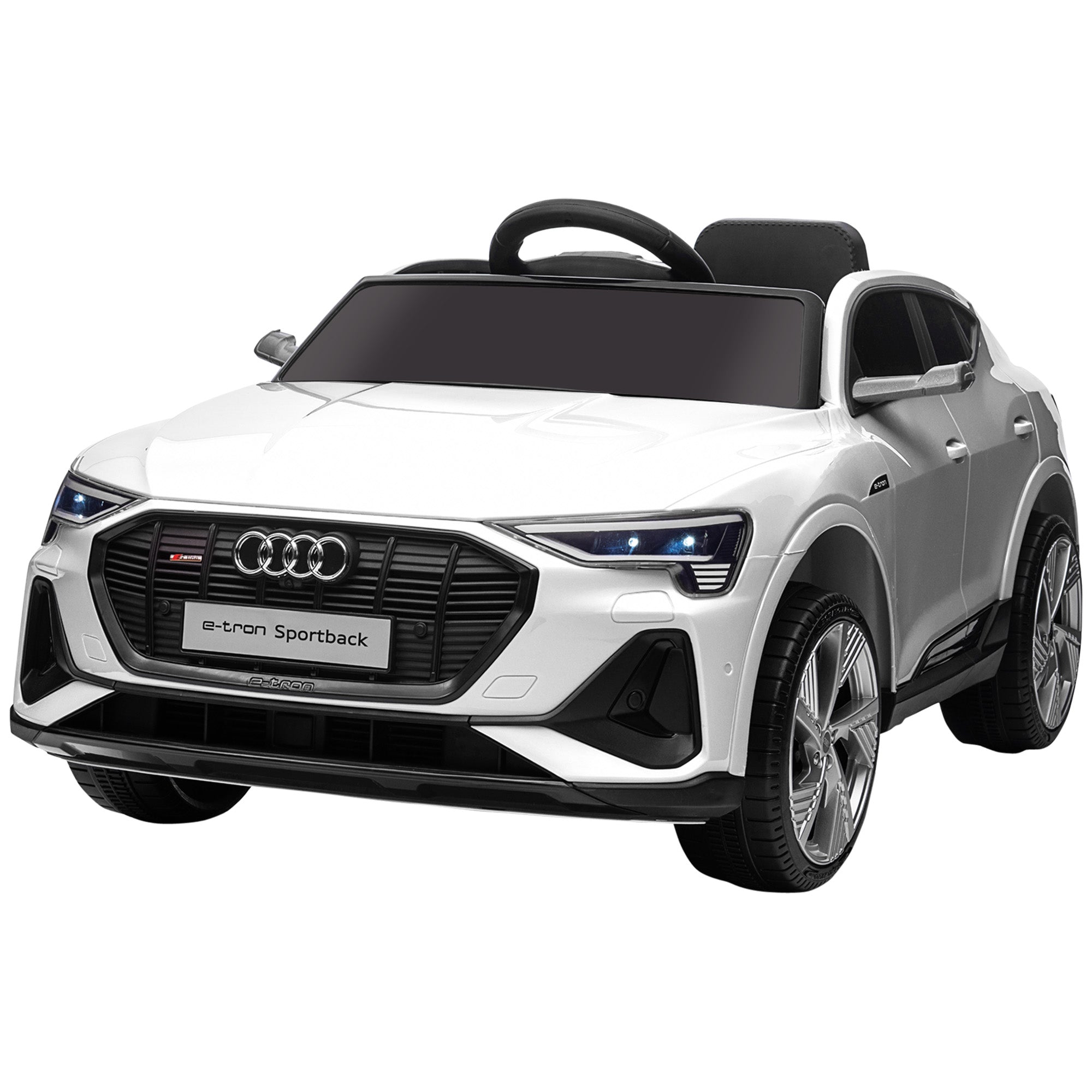 Electric Kids Car 12V Electric Vehicle Audi E-tron Electric Car with Remote Control, Safety Belt, Music (MP3/USB/TF), Kids Vehicle for Children 3-5 Years, 3-5 km/h, White