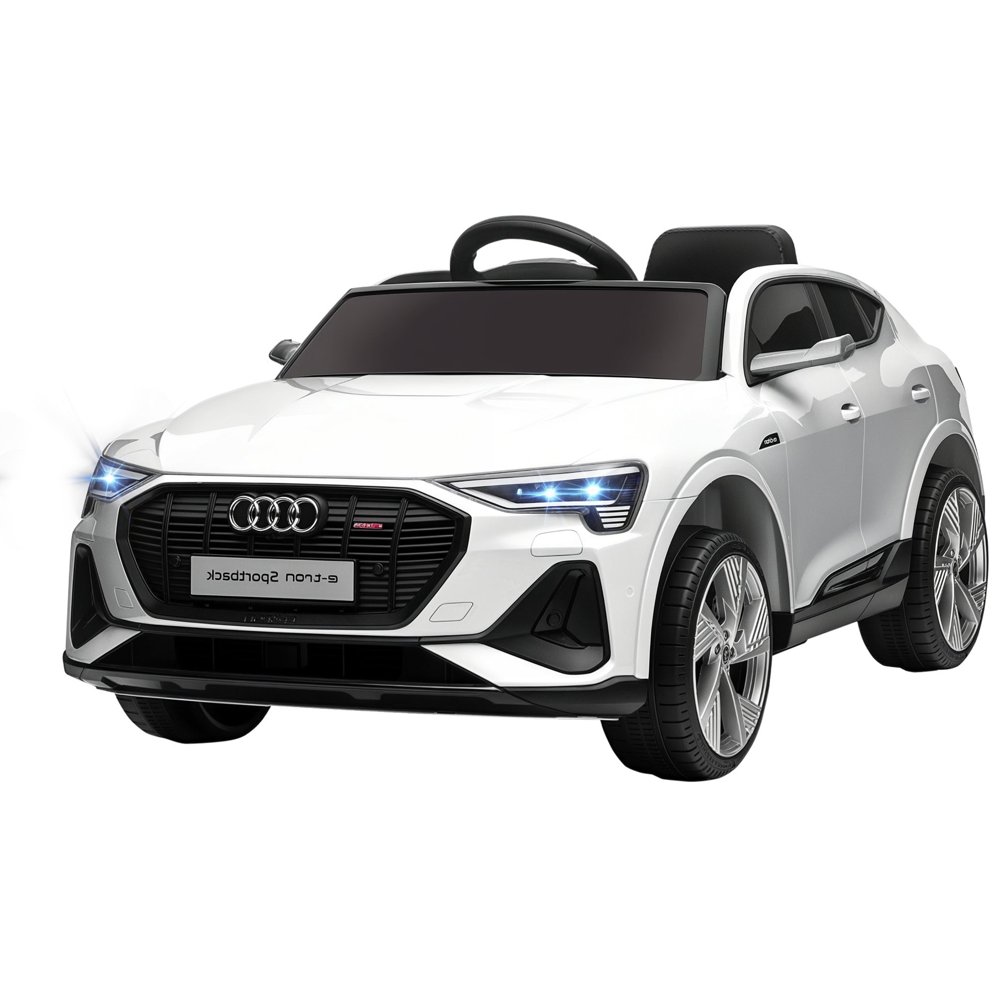 Electric Kids Car 12V Electric Vehicle Audi E-tron Electric Car with Remote Control, Safety Belt, Music (MP3/USB/TF), Kids Vehicle for Children 3-5 Years, 3-5 km/h, White