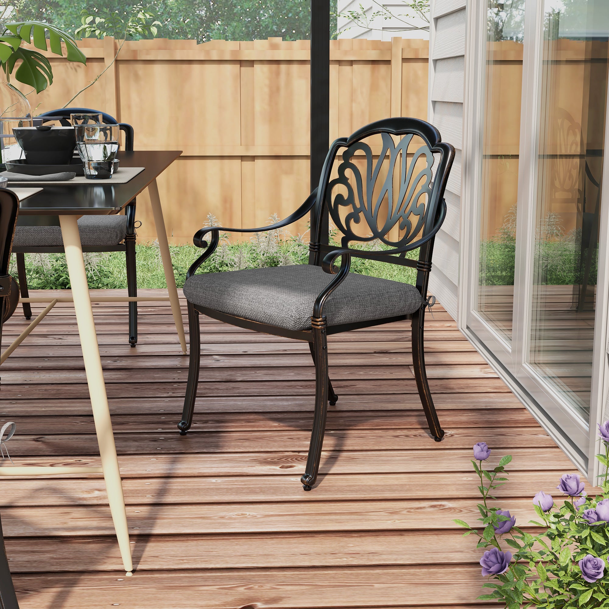 Set of Dining Chair Cushions 47x47x7 cm Set of 4 Pieces Waterproof and UV Protection Chair Cushions for Indoor and Outdoor Gray