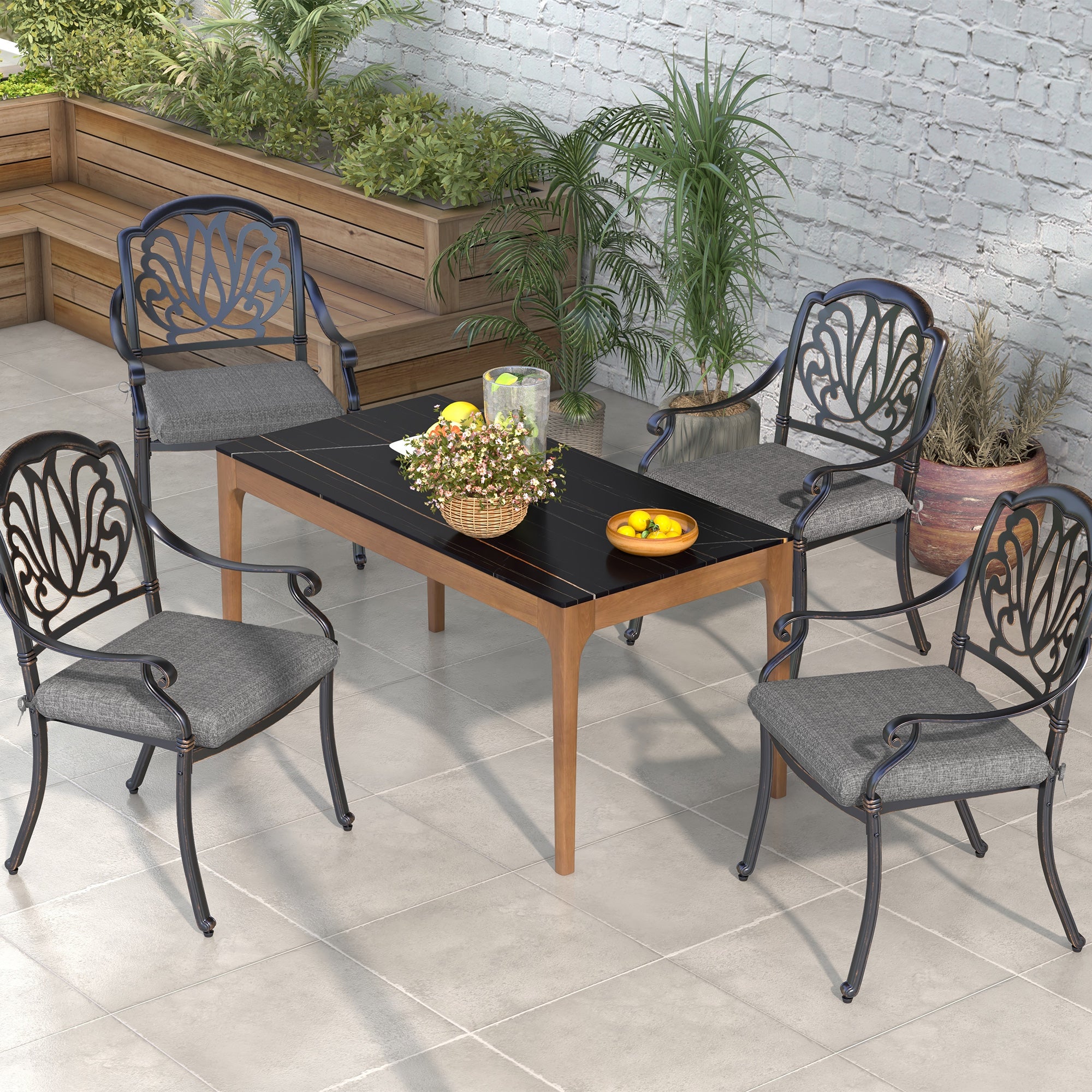 Set of Dining Chair Cushions 47x47x7 cm Set of 4 Pieces Waterproof and UV Protection Chair Cushions for Indoor and Outdoor Gray