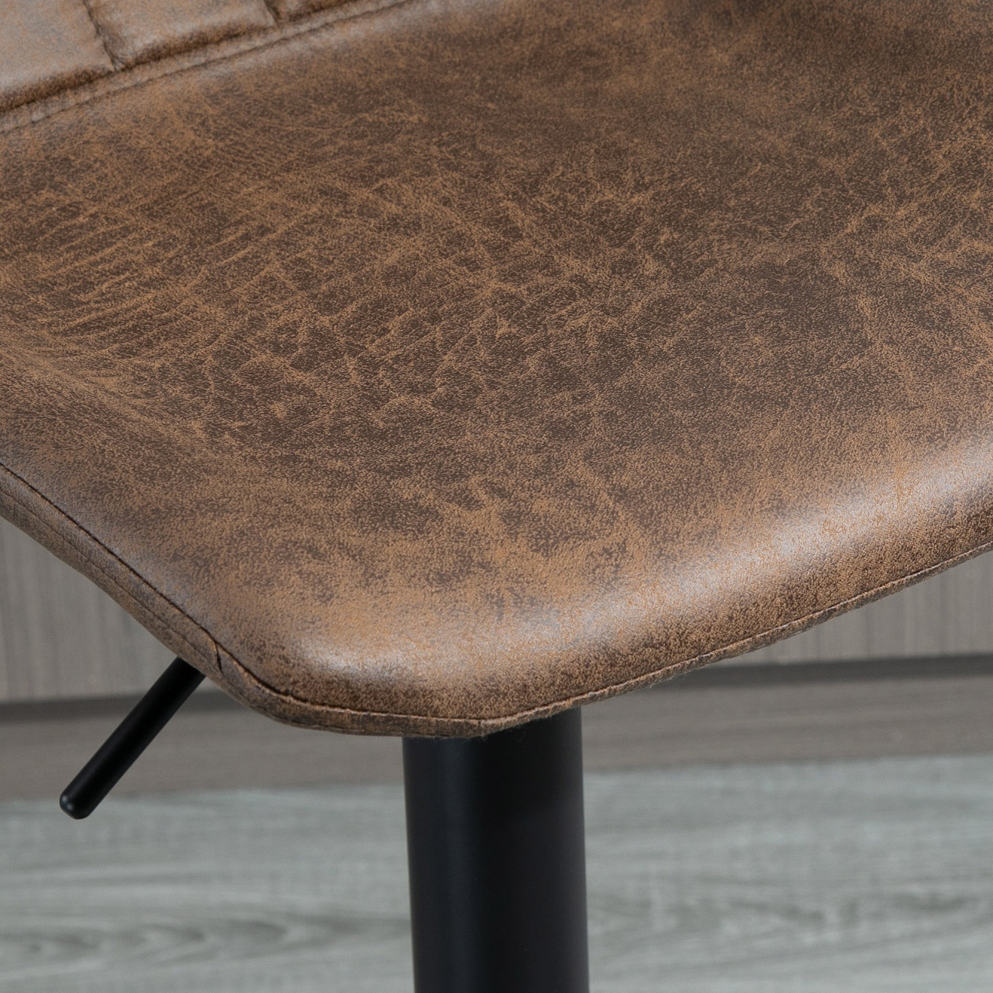 Set of 2 Bar Stools, Upholstered Bar Chairs with Metal Frame, Backrest, Height Adjustable Kitchen Chairs with Footrest, 360° Swivel, Counter Stools for Kitchen, Living Room, Dining Room, Microfiber Fabric, Brown