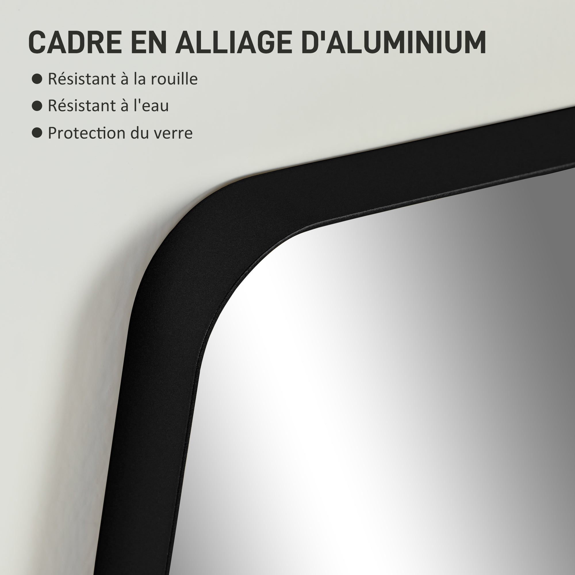 Wall Mirror, Rectangular Bathroom Mirror, 50 x 70 cm, with Black Aluminum Alloy Frame, for Bathroom, Bedroom, Living Room, Entryway