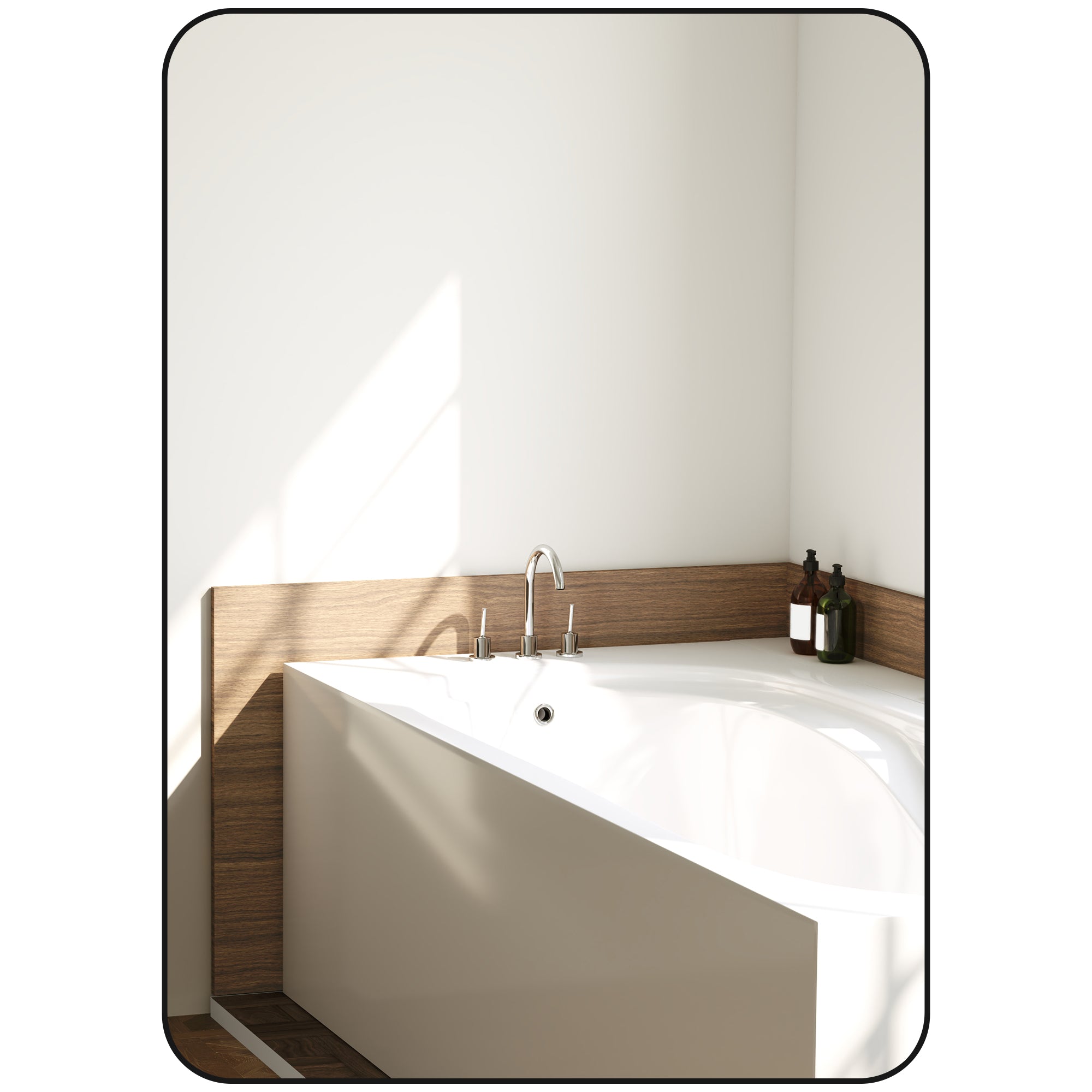 Wall Mirror, Rectangular Bathroom Mirror, 50 x 70 cm, with Black Aluminum Alloy Frame, for Bathroom, Bedroom, Living Room, Entryway
