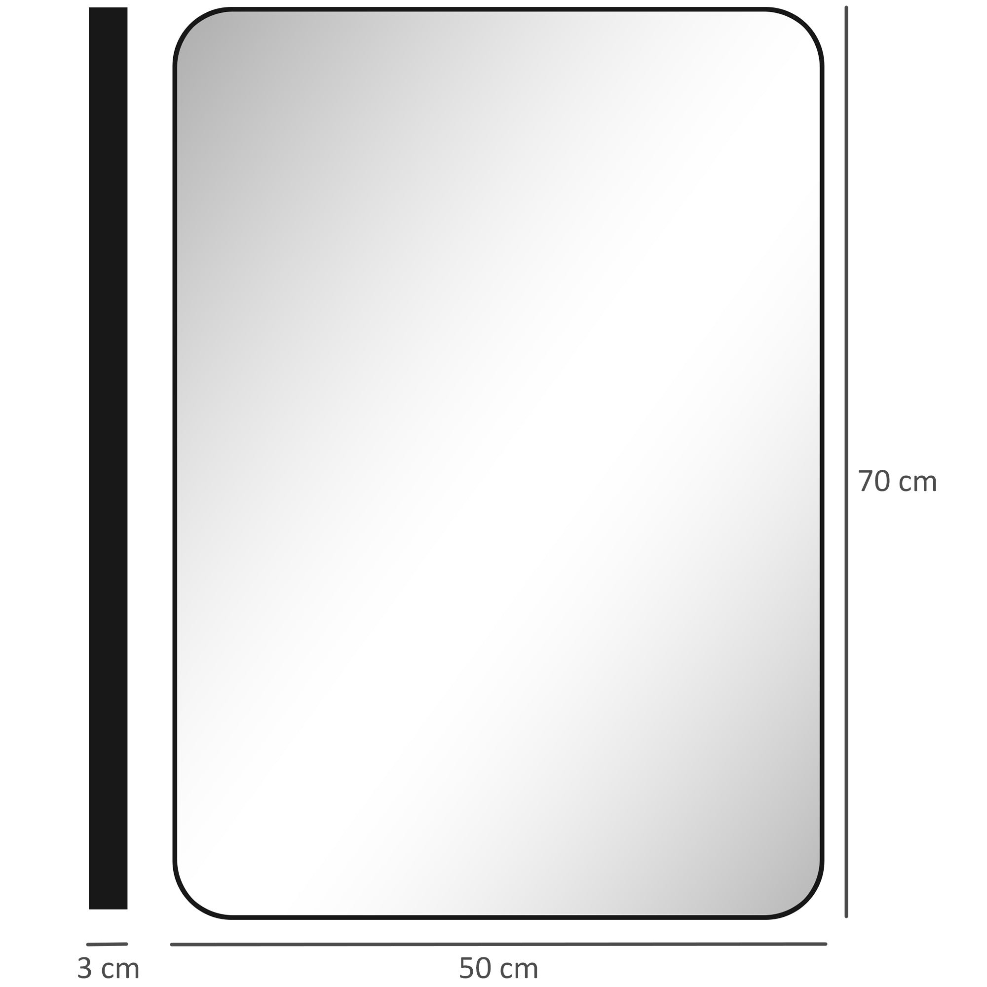 Wall Mirror, Rectangular Bathroom Mirror, 50 x 70 cm, with Black Aluminum Alloy Frame, for Bathroom, Bedroom, Living Room, Entryway
