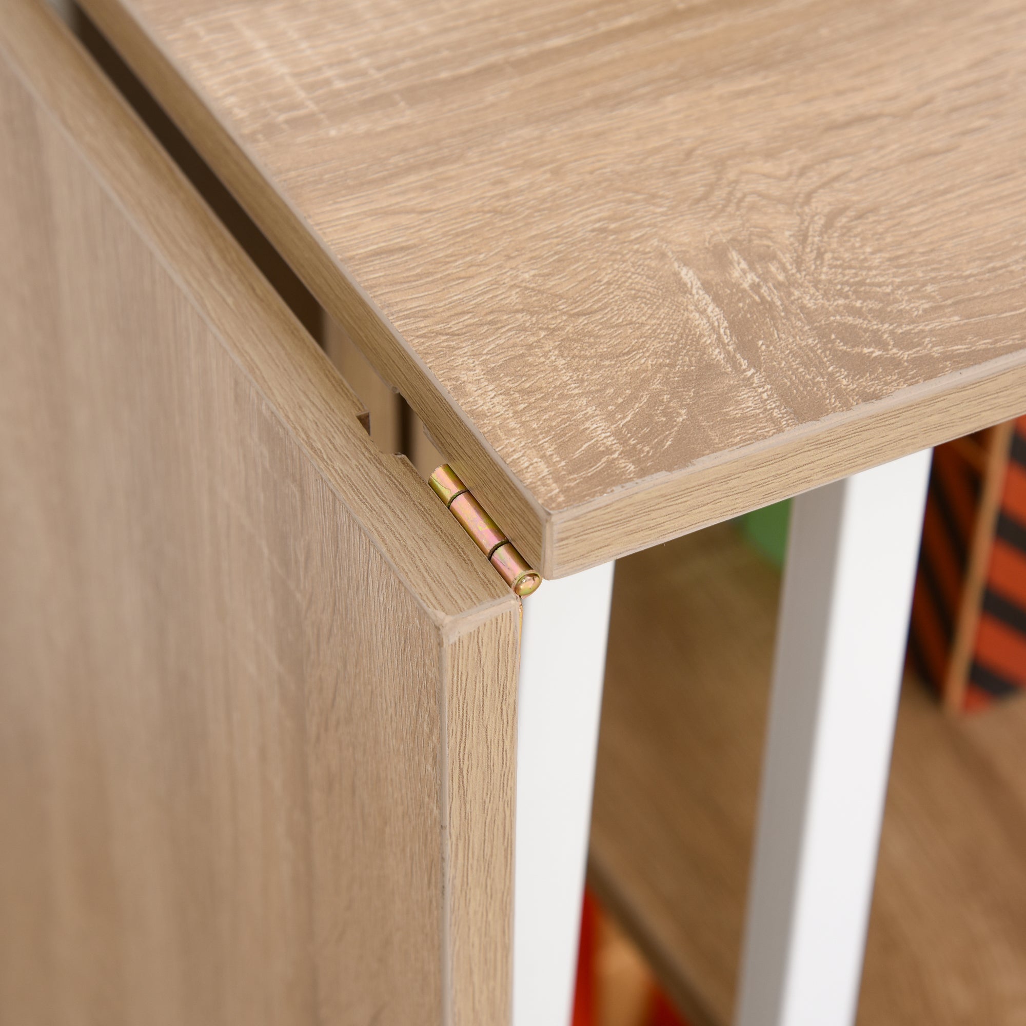 Folding Desk Side Table Office Desk Mobile Computer Desk with Wheels MDF Natural 107 x 55 x 76 cm