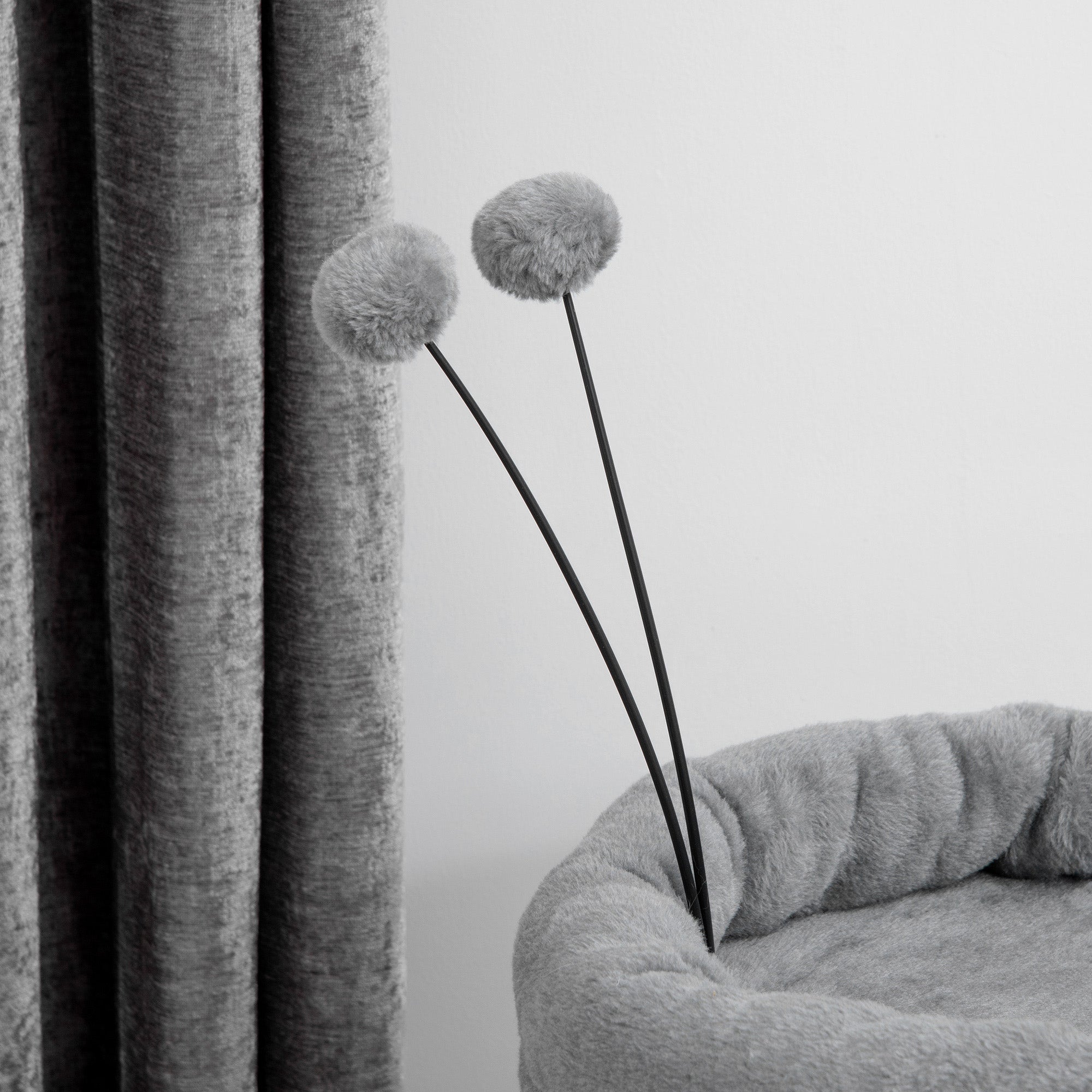 Cat Tree 73.5H cm Cat Scratching Post with Cat Cave and Play Ball Climbing Tree Sisal Pole Cat Toy Plush Gray + Cream White