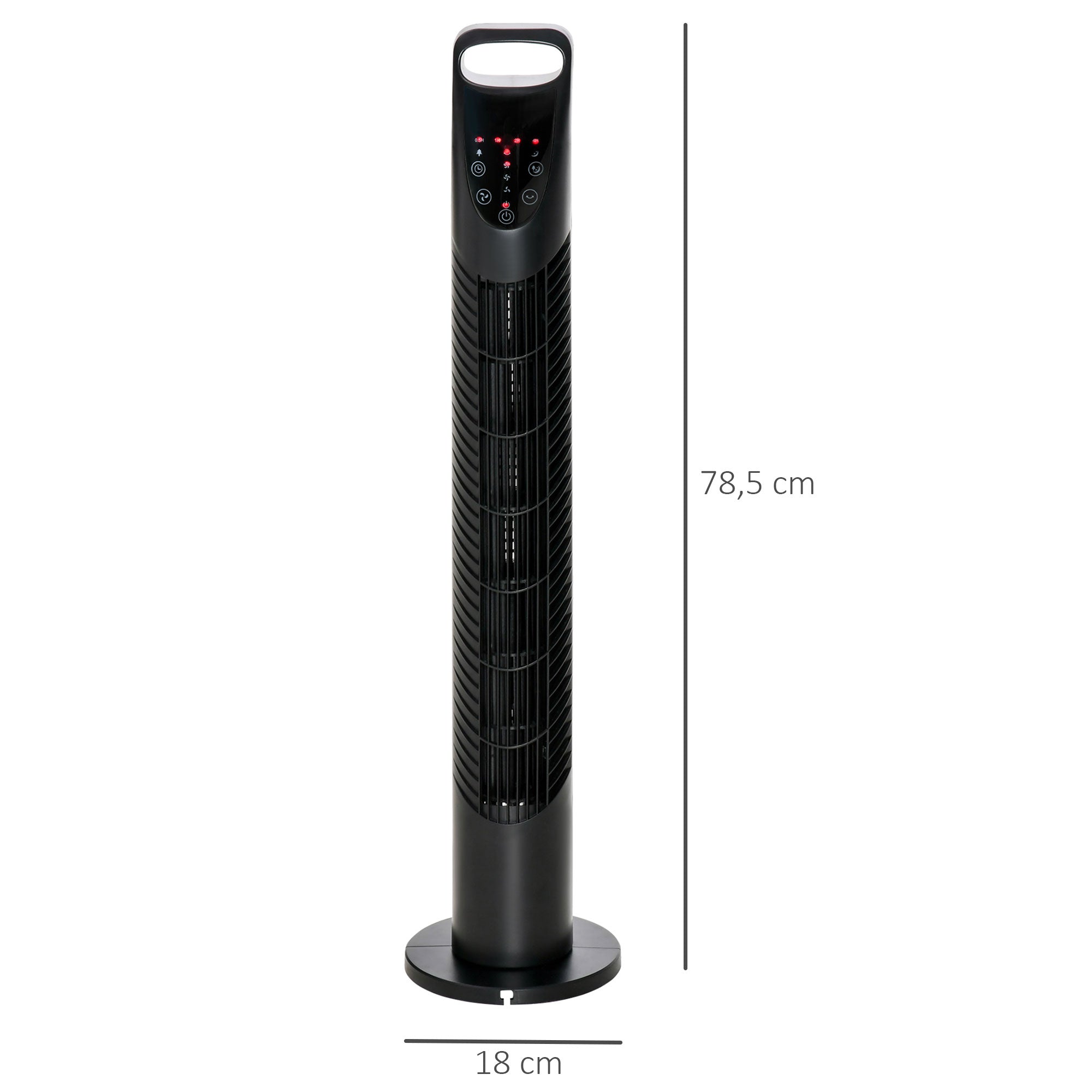 Tower Fan Quiet with Remote Control, 78.5 cm Pedestal Fan Fan with 70° Oscillation, 3 Ventilation Levels, 7.5H Timer, for Bedroom, Black