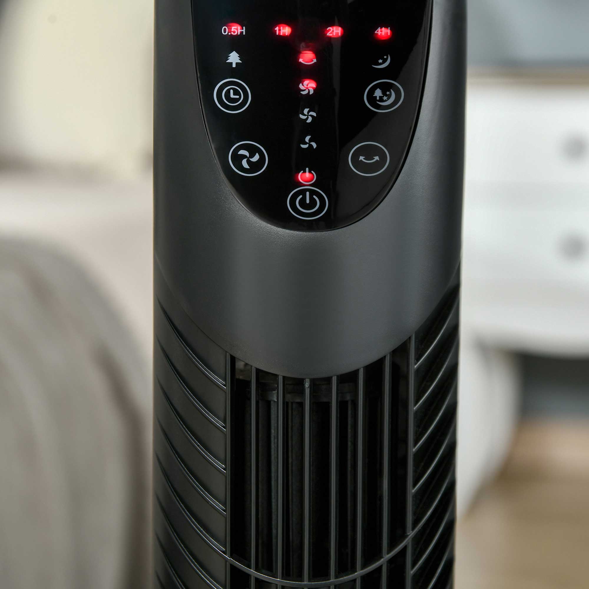 Tower Fan Quiet with Remote Control, 78.5 cm Pedestal Fan Fan with 70° Oscillation, 3 Ventilation Levels, 7.5H Timer, for Bedroom, Black