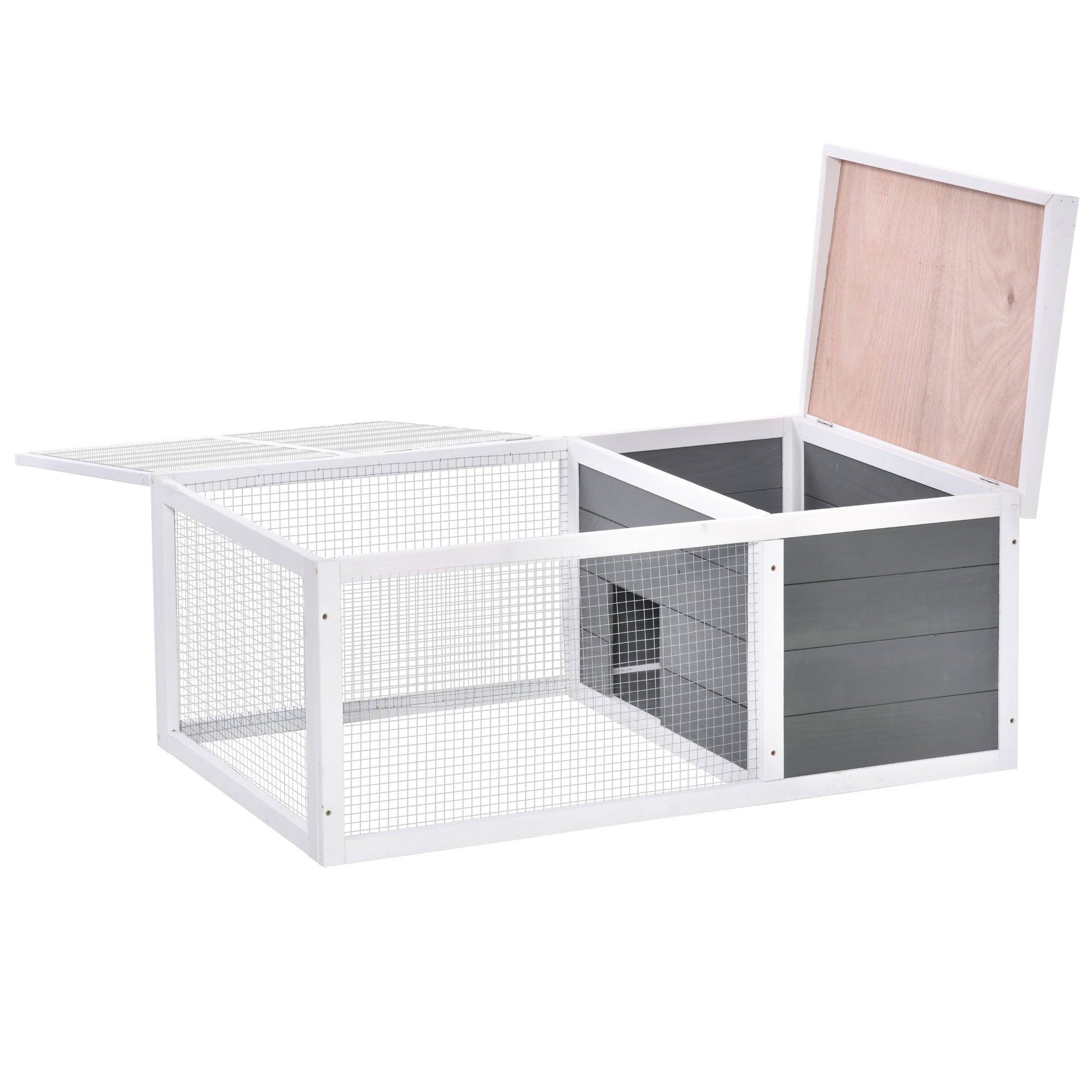 Rabbit Hutch Waterproof Large Space Solid Wood Gray 115x66x47.5 cm