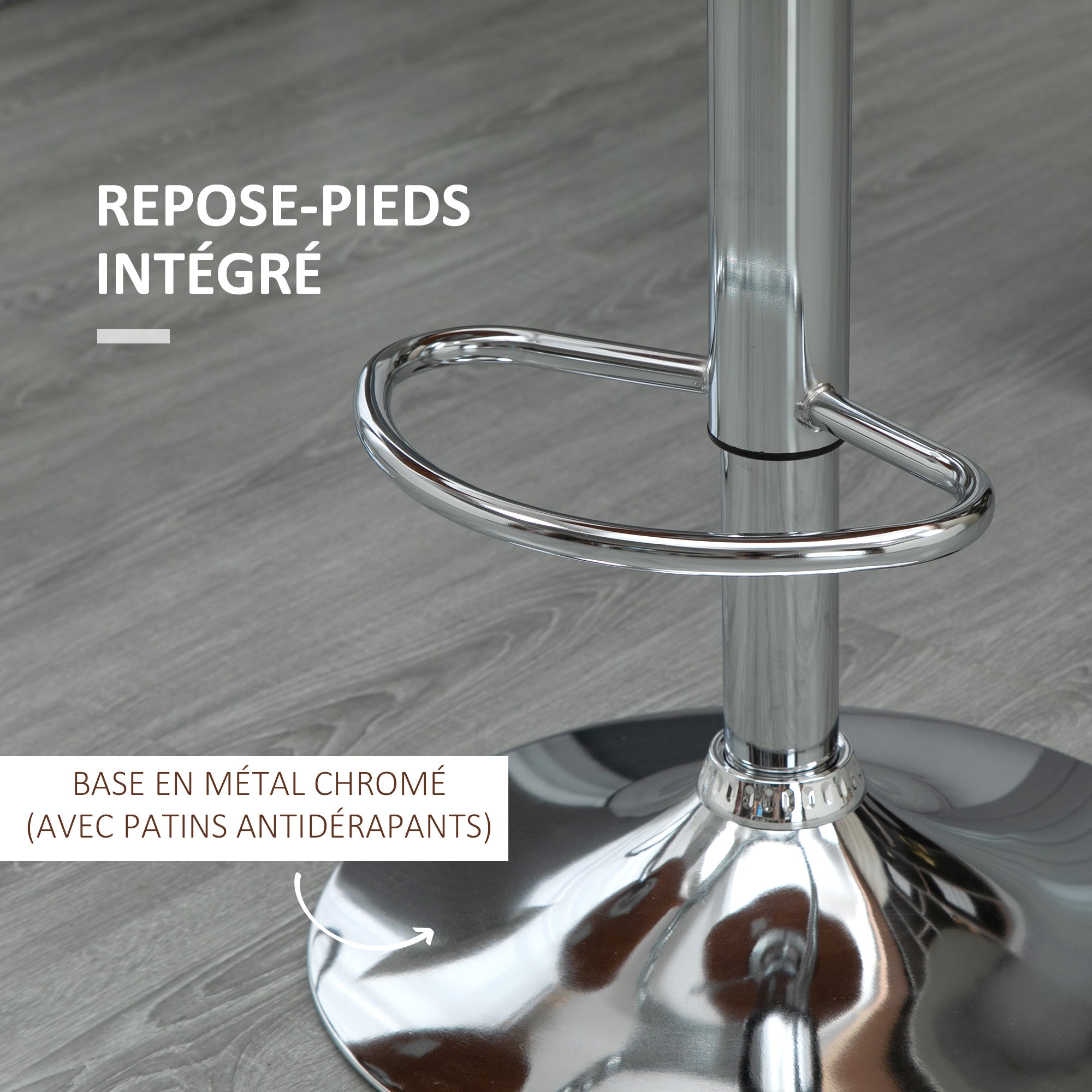 Set of 2 Contemporary Design Bar Stools Adjustable Seat Height 64-85 cm Swivel 360° Synthetic Cover Cream Imitation Wood