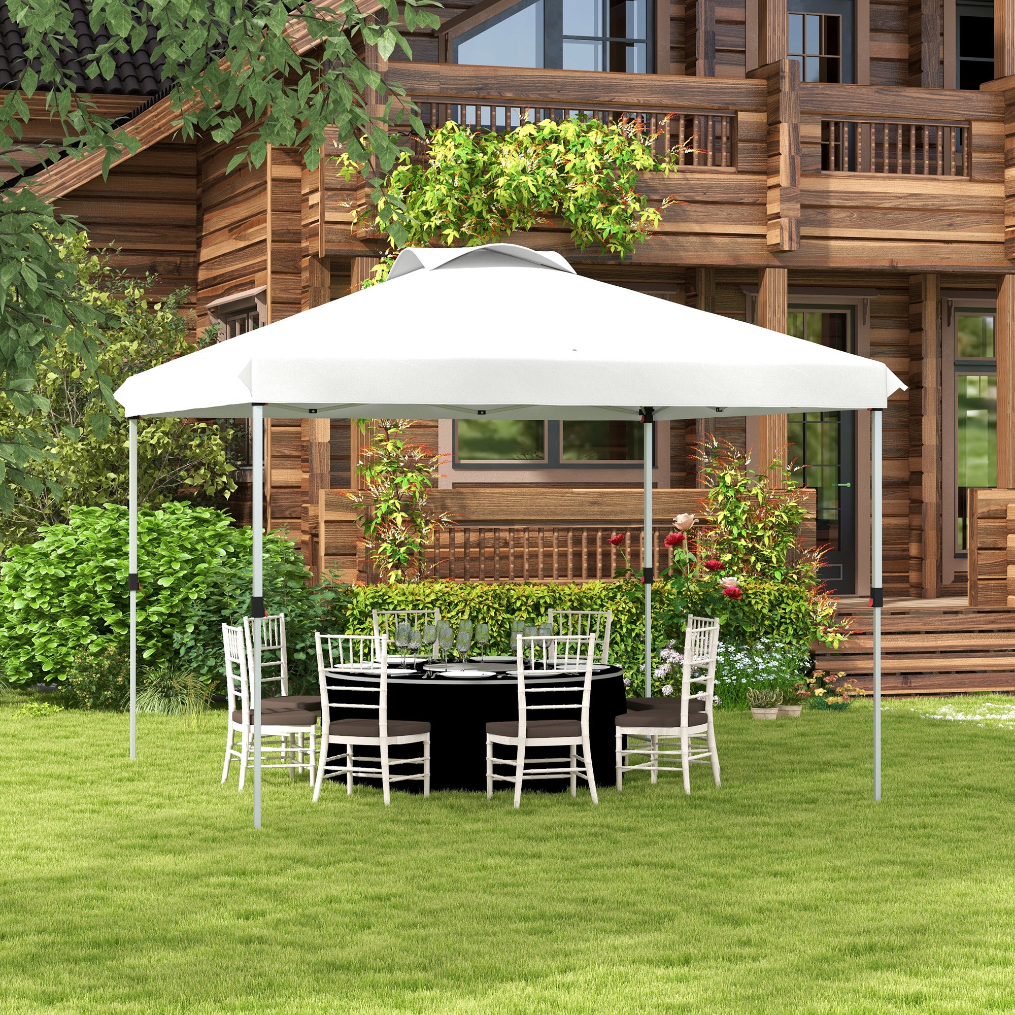 Pop-Up Folding Garden Gazebo Pavilion 3 x 3m with Wheeled Carry Bag, Adjustable Heights