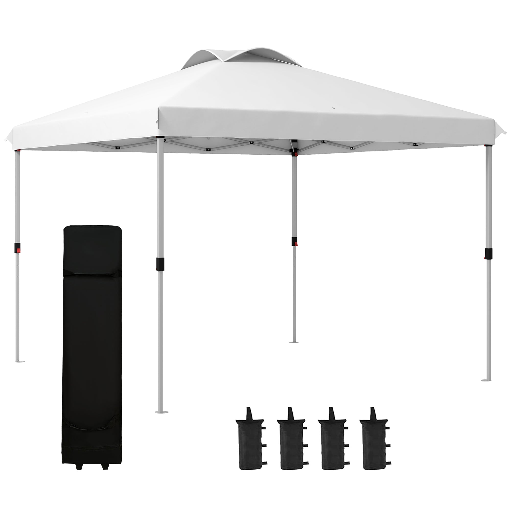 Pop-Up Folding Garden Gazebo Pavilion 3 x 3m with Wheeled Carry Bag, Adjustable Heights