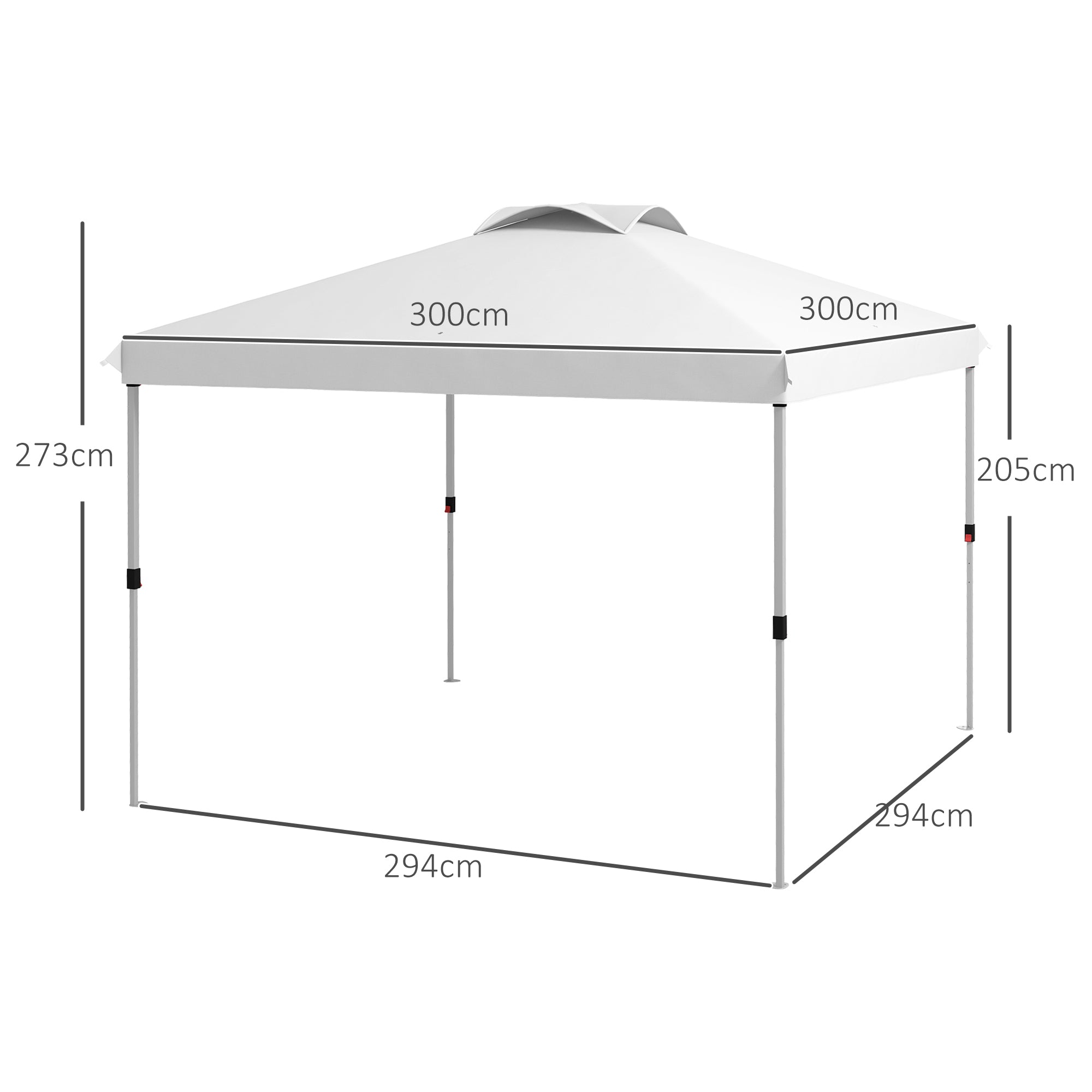 Pop-Up Folding Garden Gazebo Pavilion 3 x 3m with Wheeled Carry Bag, Adjustable Heights