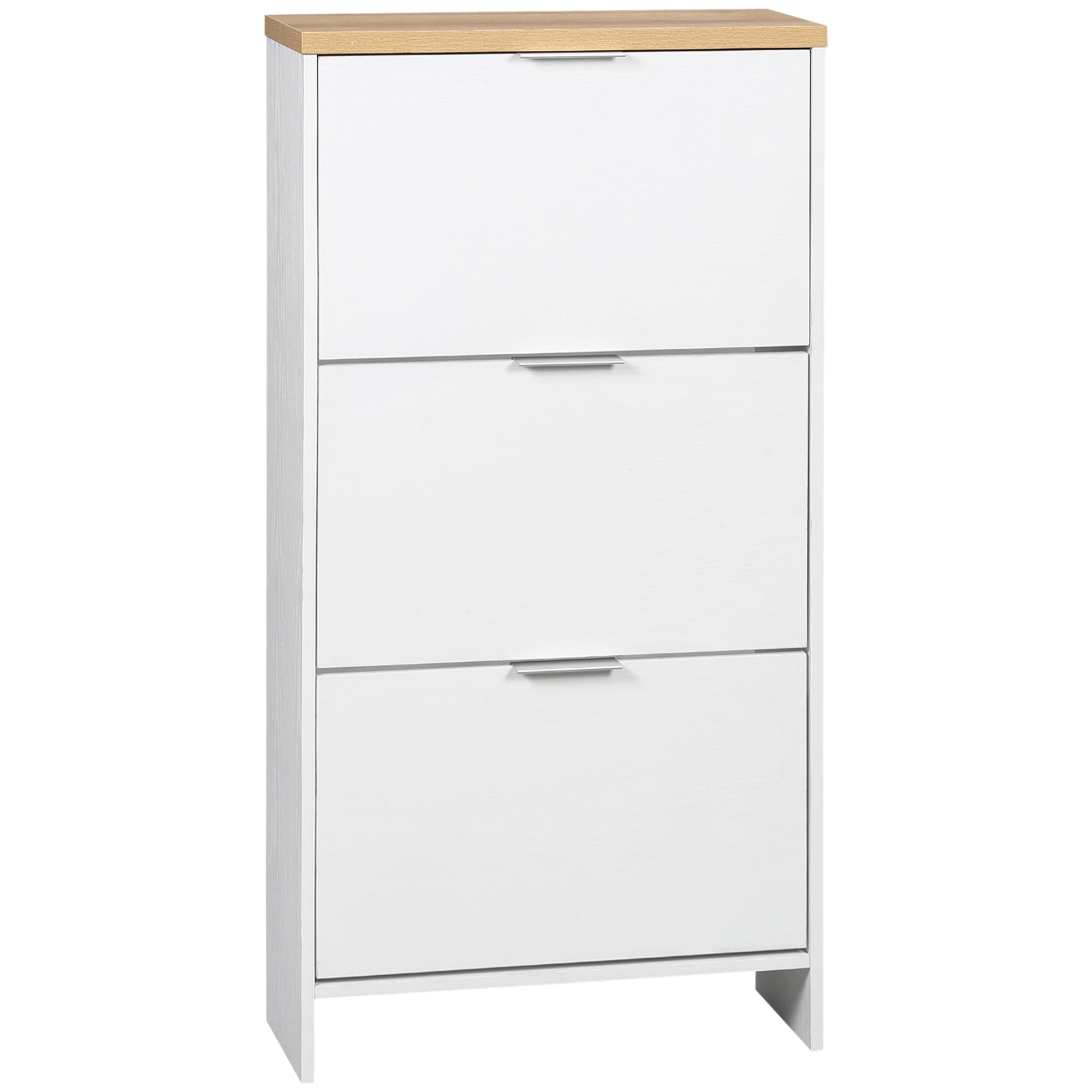 Shoe Cabinet, Shoe Rack, 3 Drop Leaf Doors, Adjustable Shelves, for Entryway, Hallway, 60 x 24 x 120 cm, White