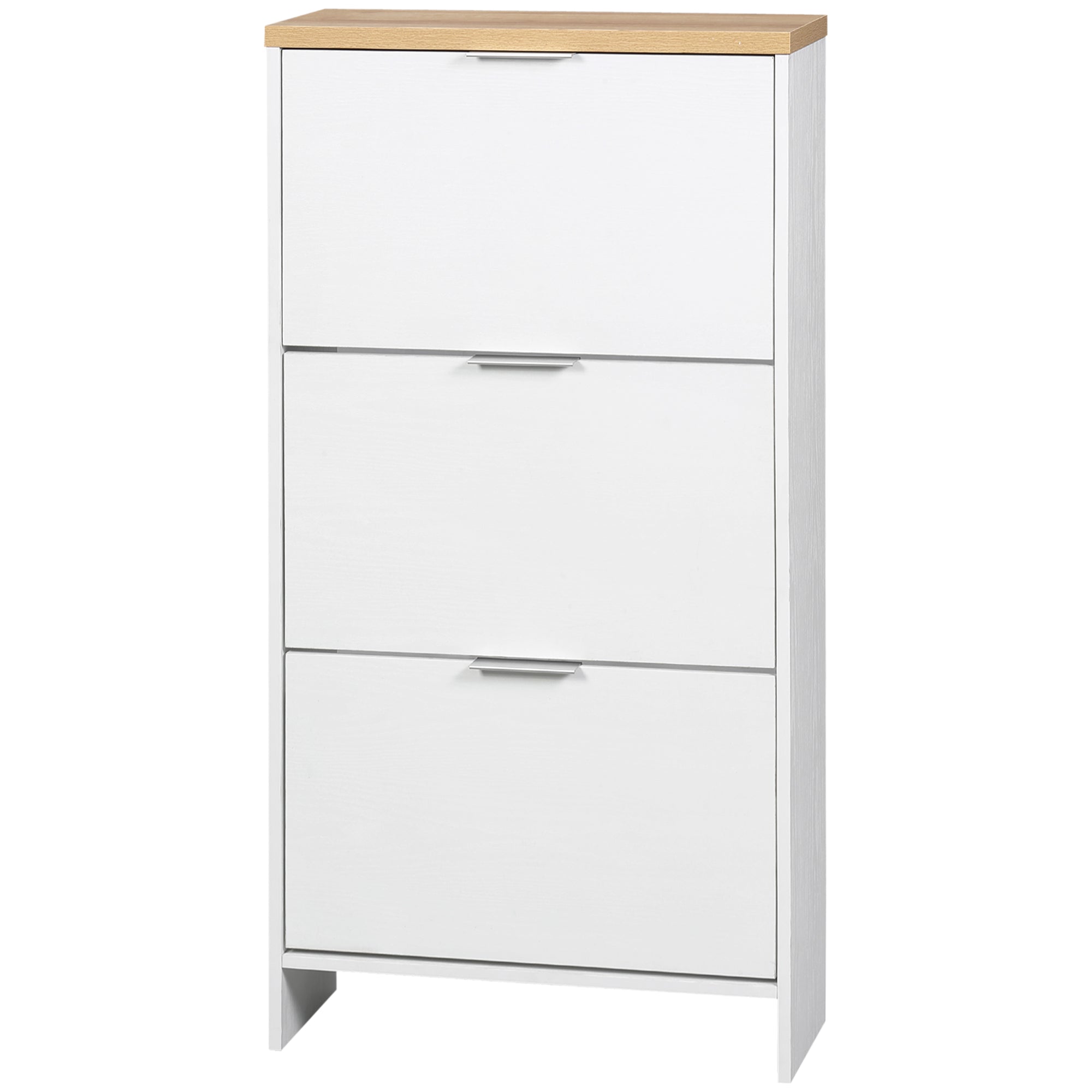 Shoe Cabinet, Shoe Rack, 3 Drop Leaf Doors, Adjustable Shelves, for Entryway, Hallway, 60 x 24 x 120 cm, White