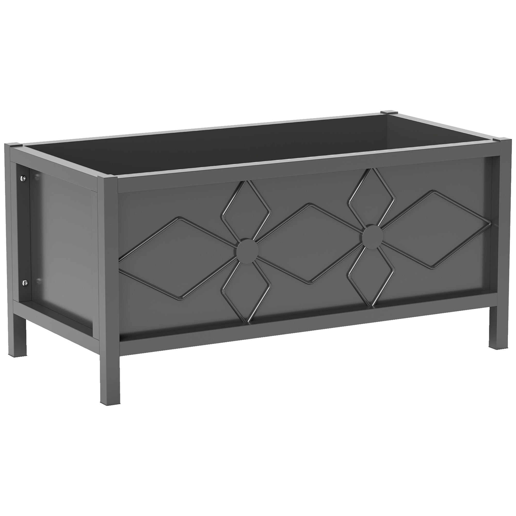 Raised Planter Box Made of Galvanized Steel with Safety Edge, Rectangular Garden Bed for Flowers, Herbs, and Vegetables, 80 x 40 x 38 cm, Black