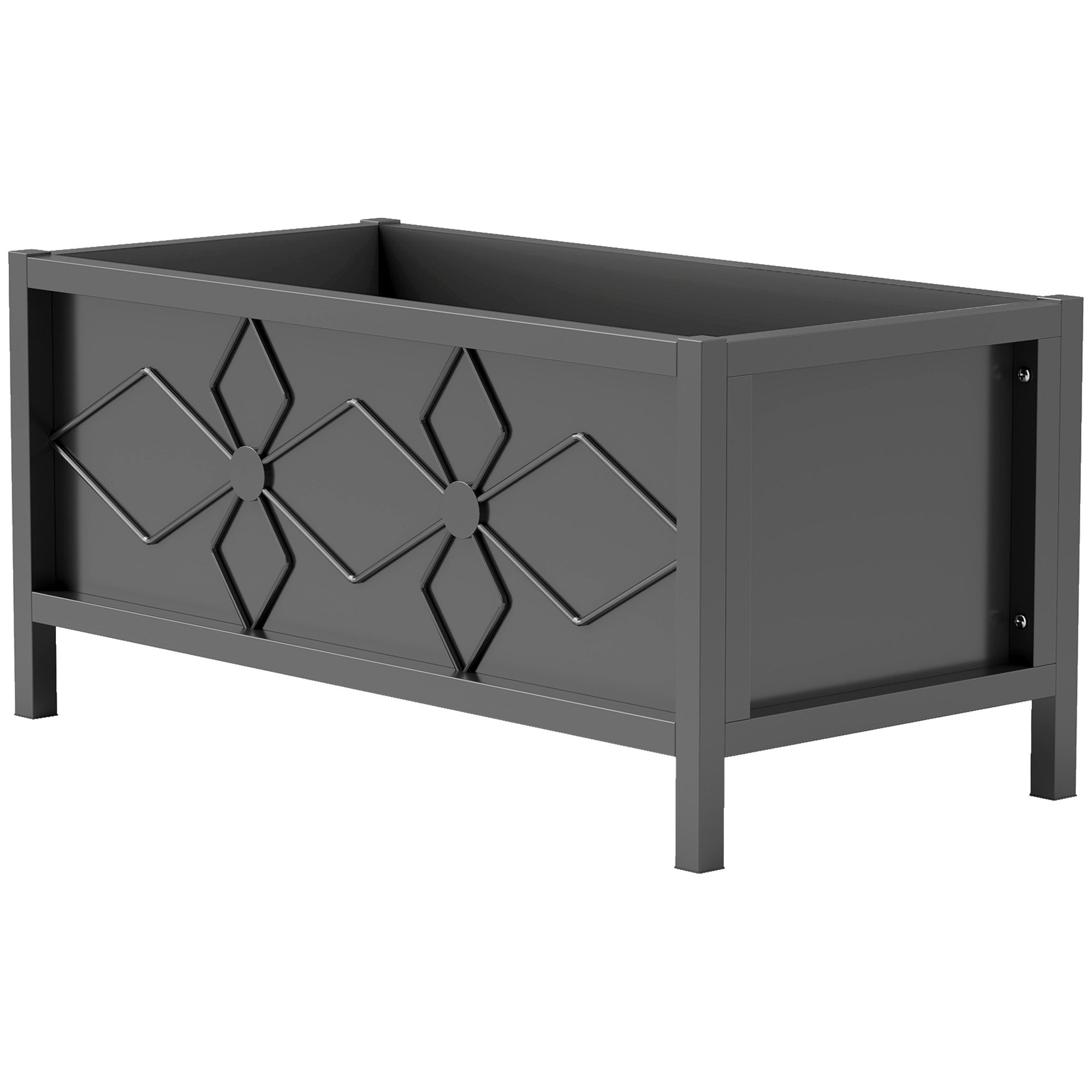 Raised Planter Box Made of Galvanized Steel with Safety Edge, Rectangular Garden Bed for Flowers, Herbs, and Vegetables, 80 x 40 x 38 cm, Black