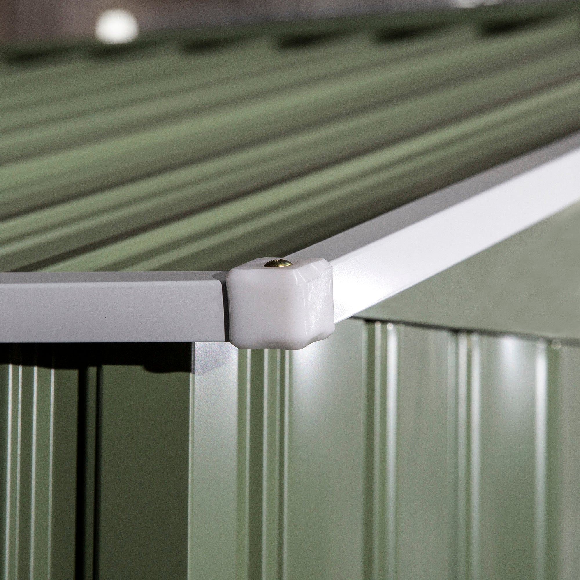 Tool Shed 4.9 m², Garden House with Gable Roof, Sliding Door, Foundation, 277 x 195 x 192 cm, Zinc-Coated Steel Tool Shed, Weatherproof, for Garden, Light Green