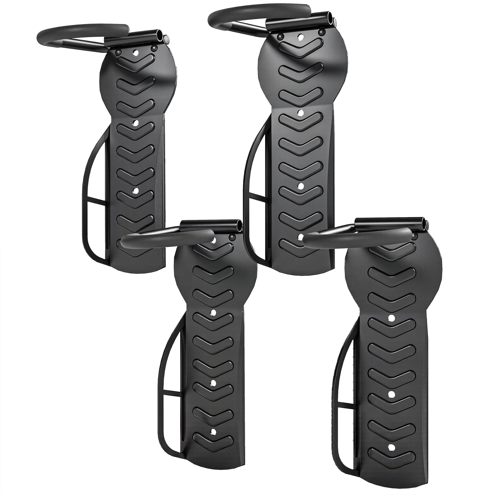 SPORTNOW 4-Piece Set Vertical Bike Wall Mount with 30 kg Capacity Foldable Bike Bracket Wall for 4 Bikes Bike Stand for Road Bike, MTB E-Bike Bike Suspension for Garage Home Black