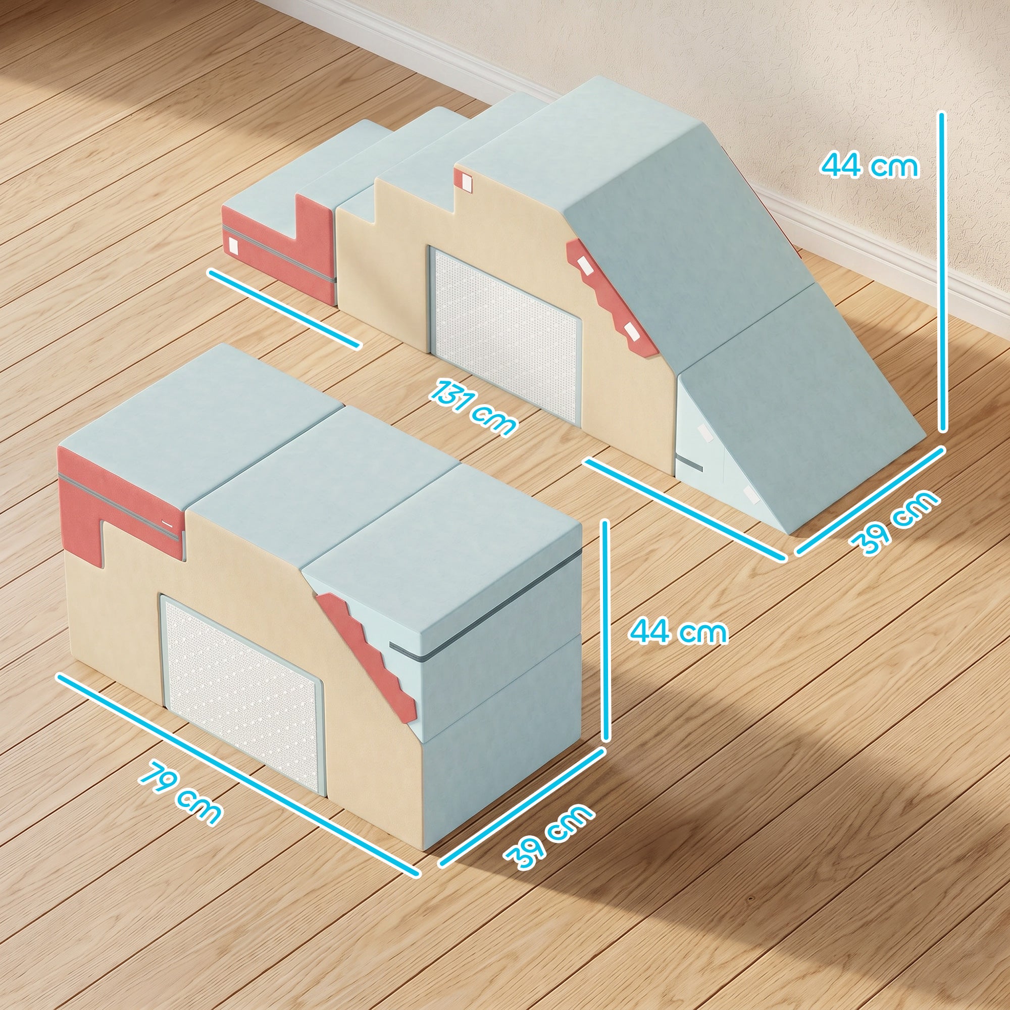 Kids Foam Building Blocks 2-Pack — Non-Slip Giant Soft Blocks with Velvet Finish, Foldable Slide & Climb, Colorful
