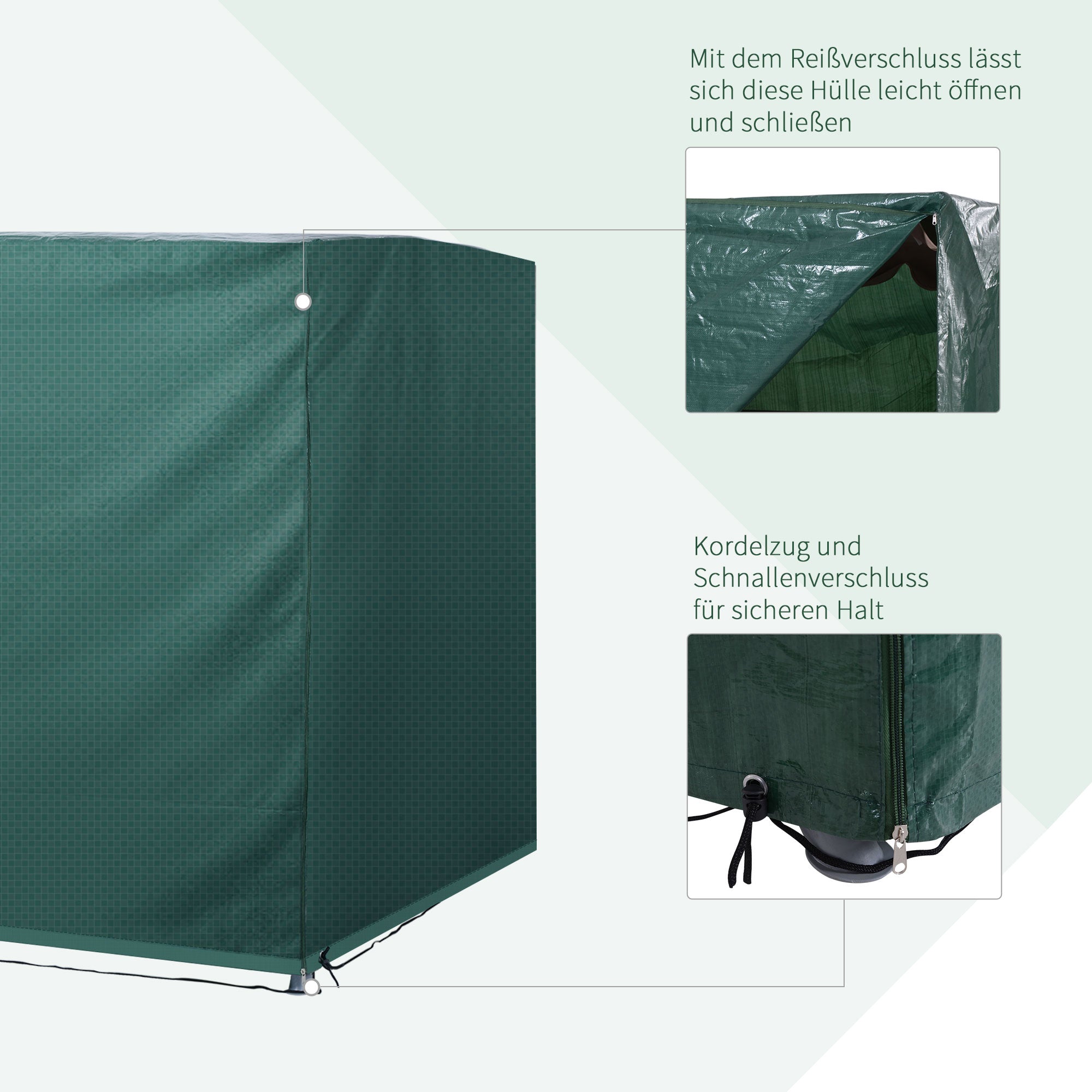 3-Seater Swing Cover, Waterproof Winterproof Protective Cover for Garden Swing, Windproof UV-Resistant Cover for Garden Furniture, Hanging Chair, 215 x 155 x 150 cm Green
